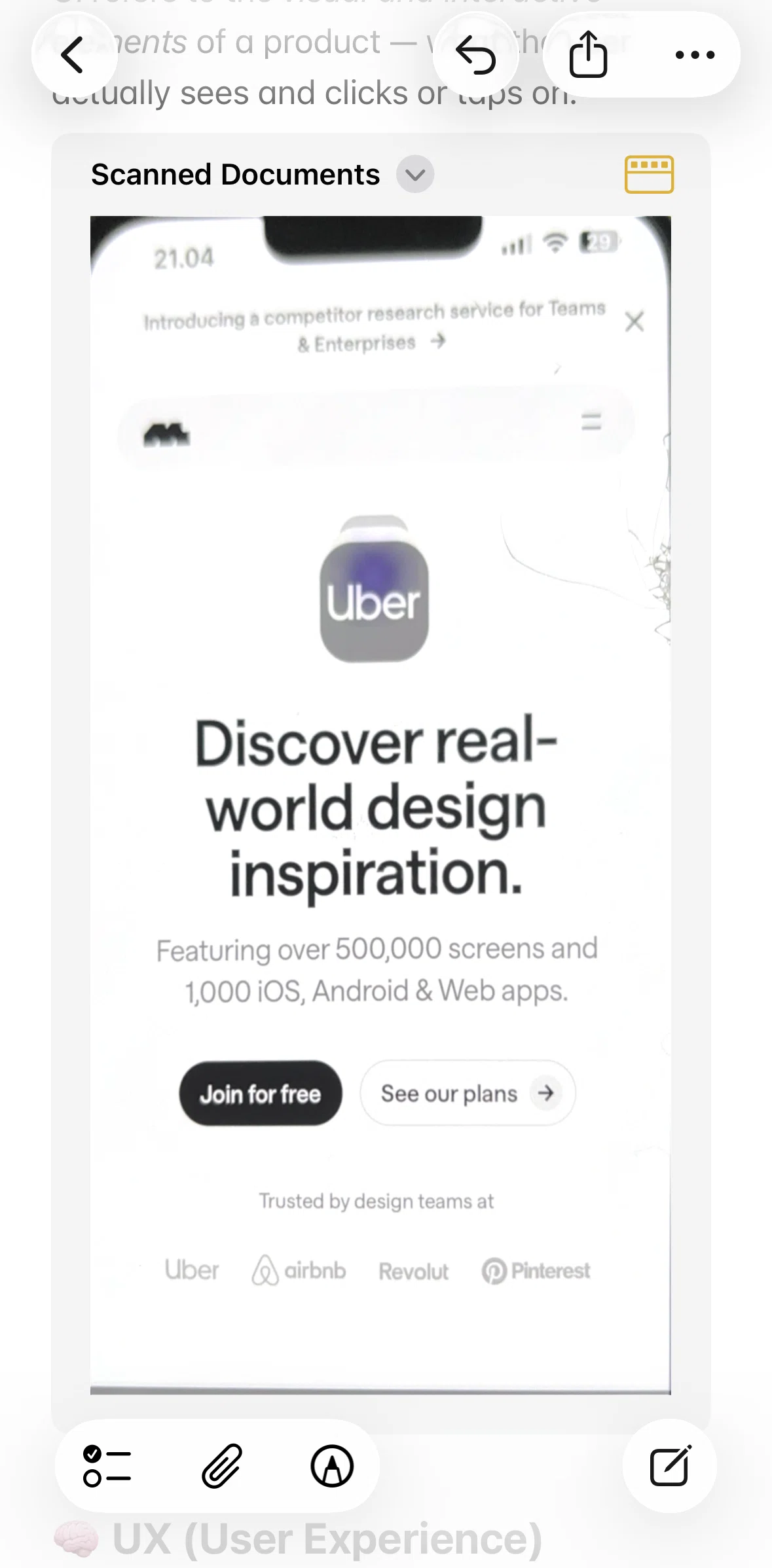 Apple Notes Screen screen in the Opening gallery view flow