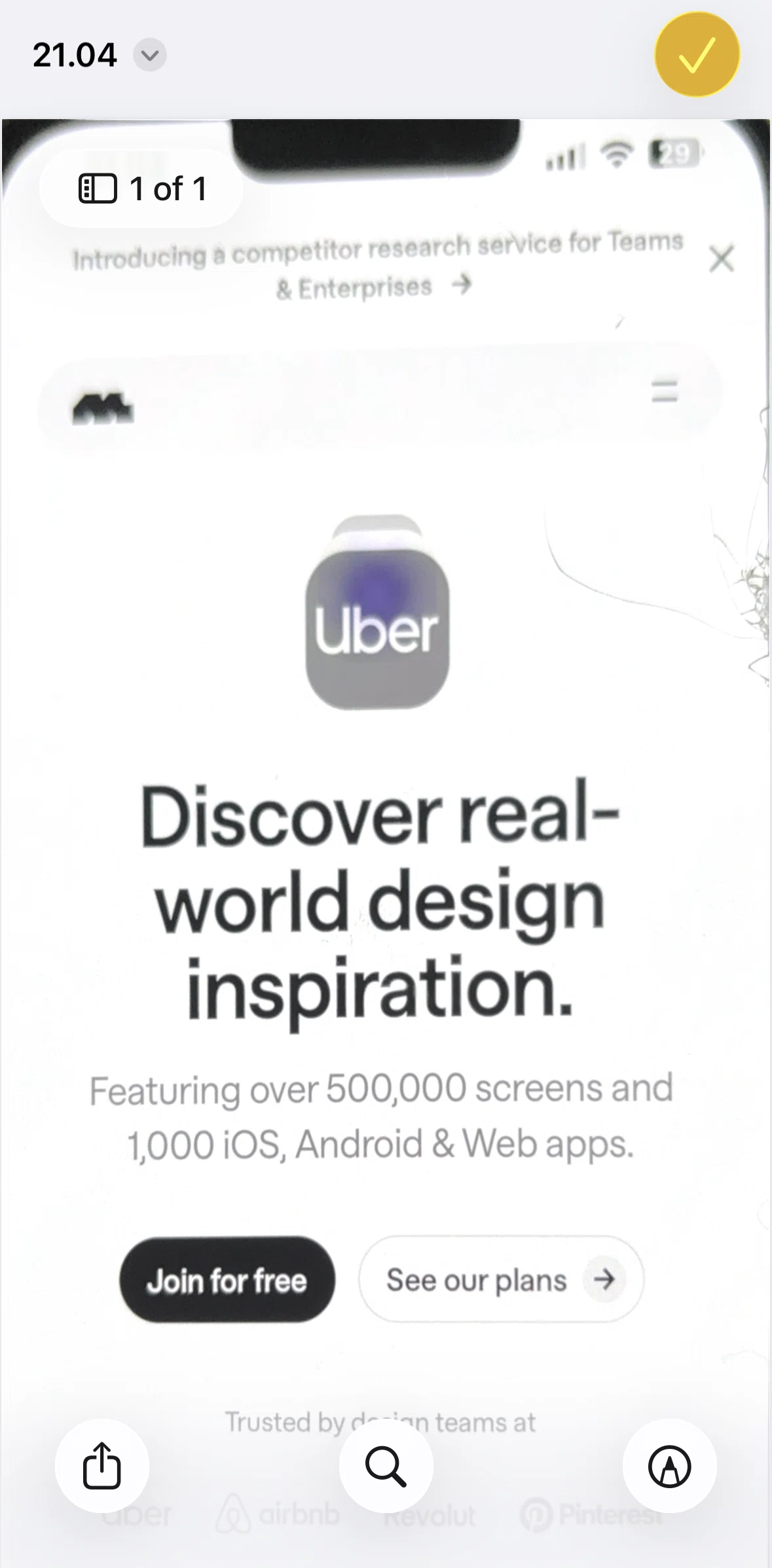 Apple Notes Screen screen in the Searching a scanned document flow