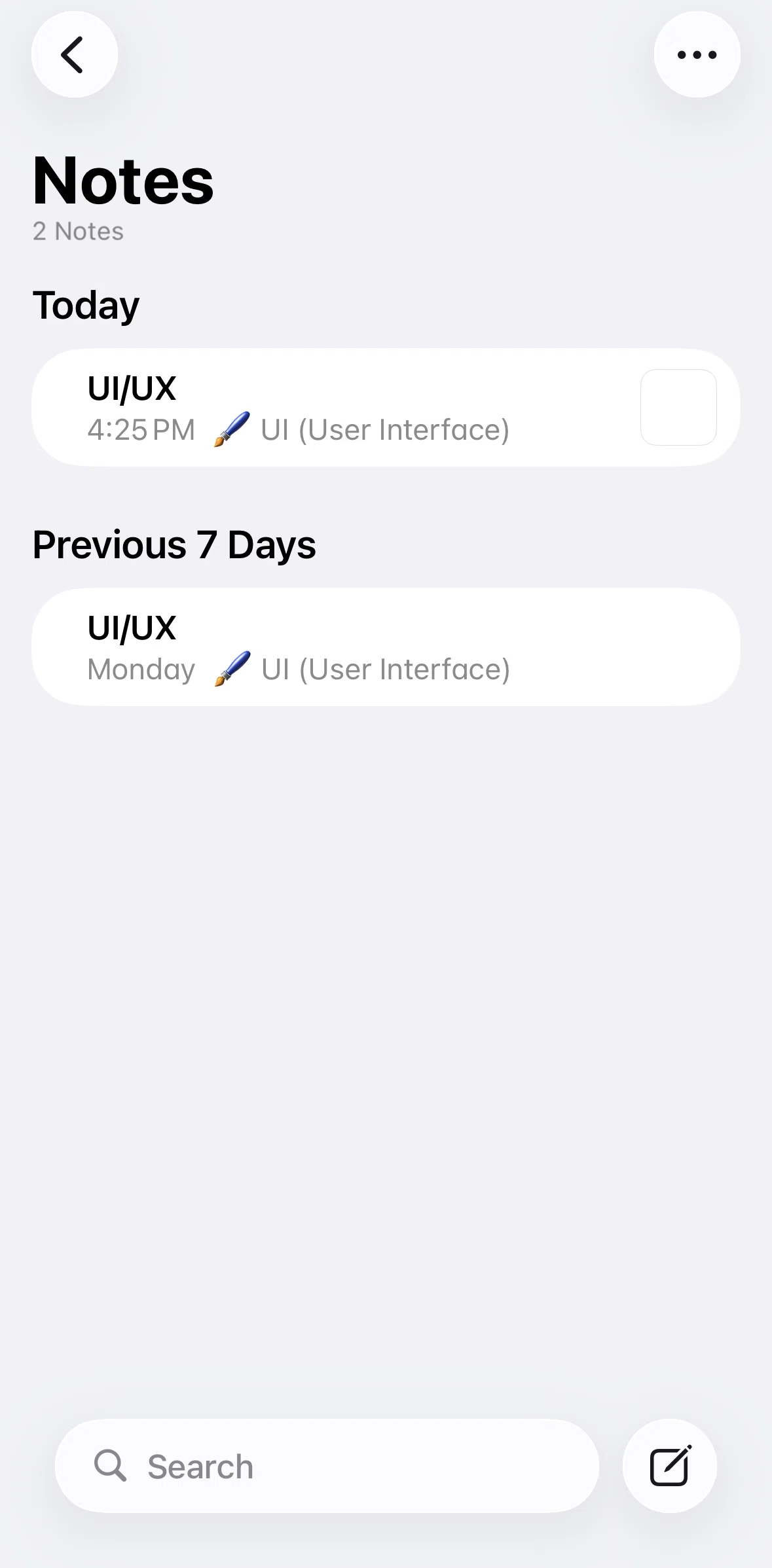 Apple Notes Screen screen in the Switching to gallery view flow