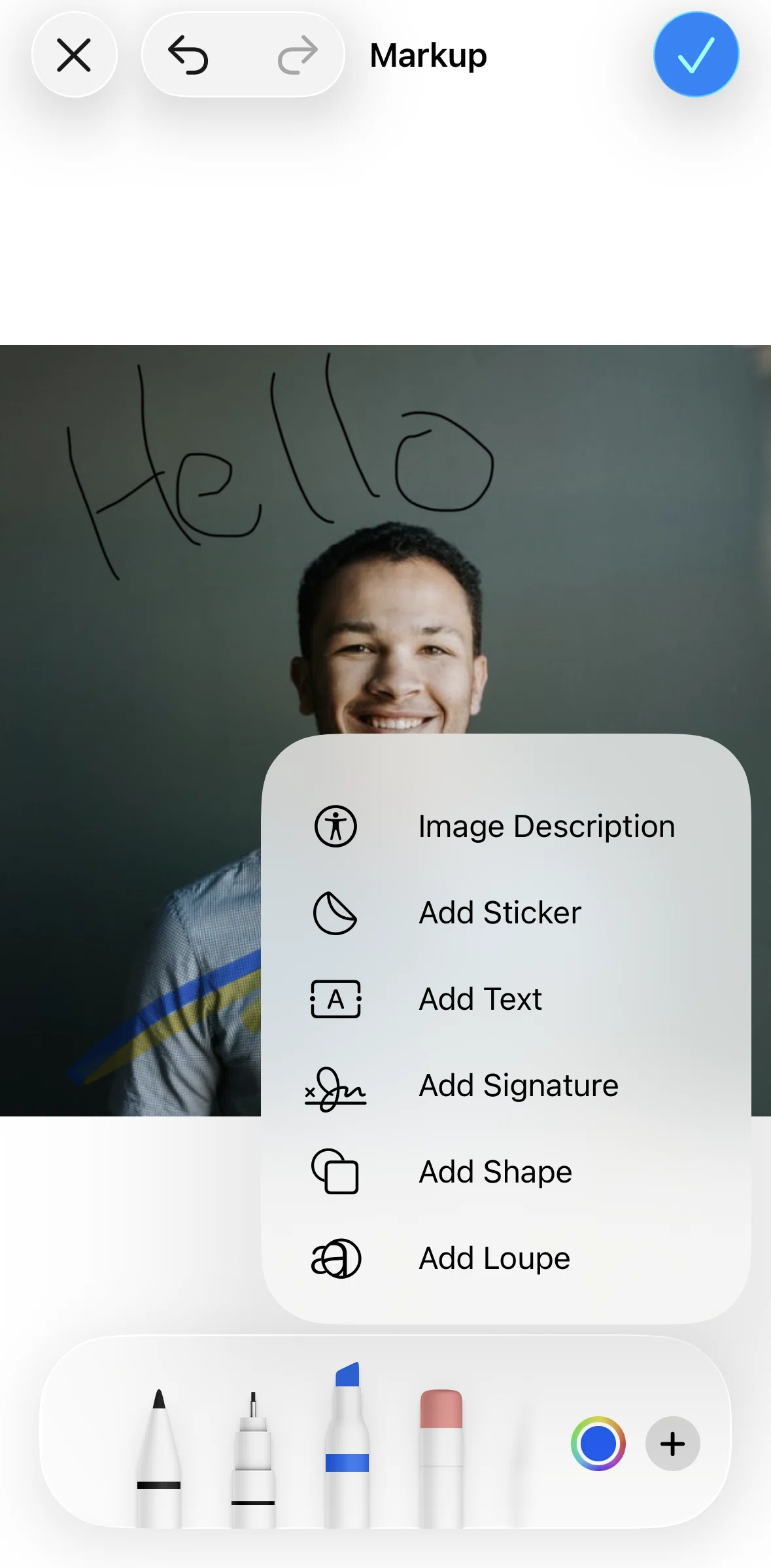 Apple Photos Screen screen in the Adding a sticker flow