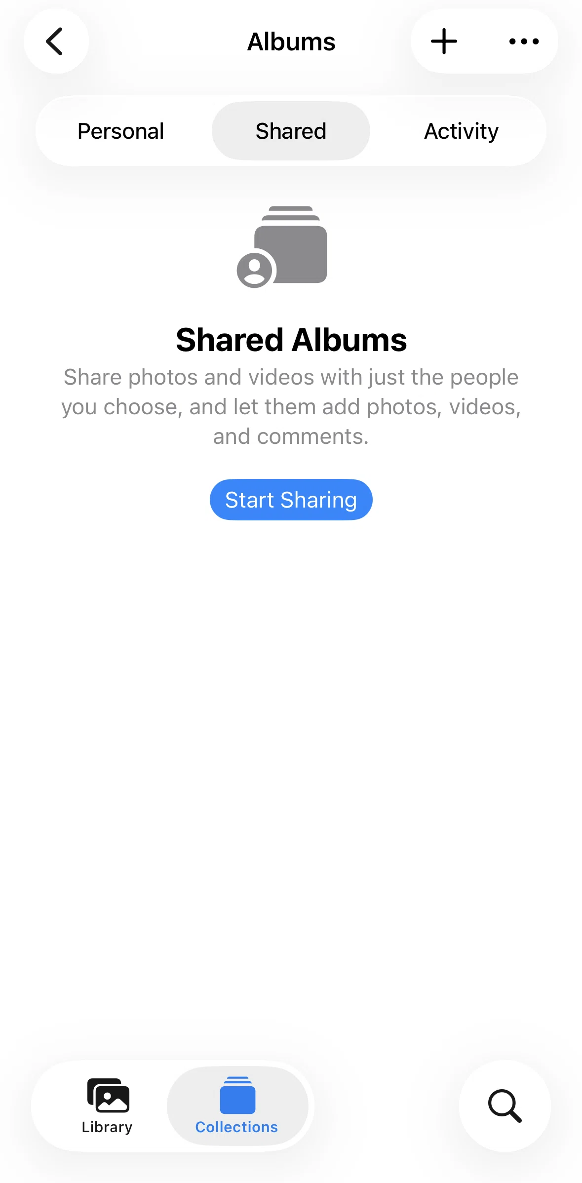 Apple Photos Screen screen in the Creating a shared album flow