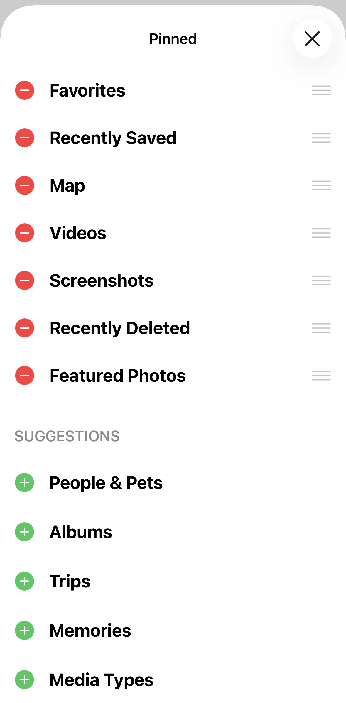 Apple Photos Screen screen in the Deleting a pin flow
