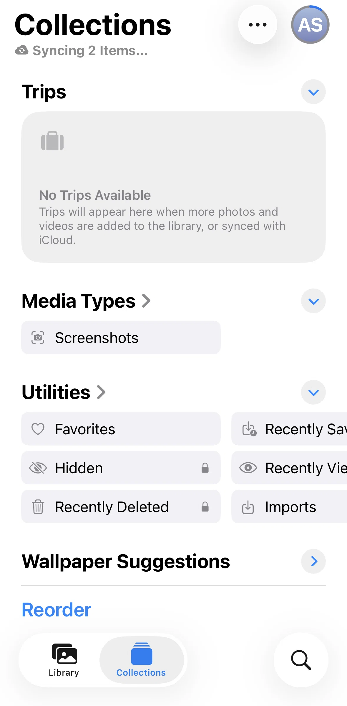 Apple Photos Screen screen in the Showing hidden photo flow