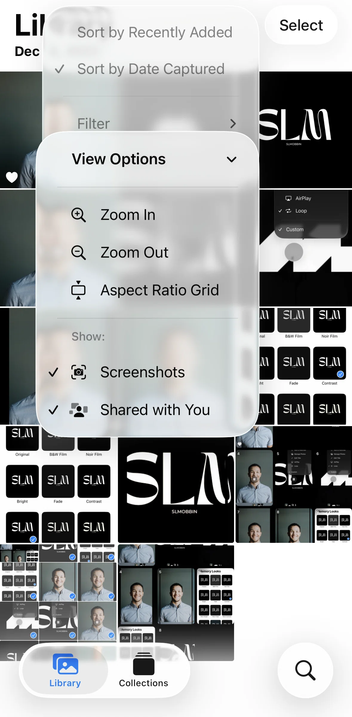 Apple Photos Screen screen in the Switching to aspect ratio grid view flow