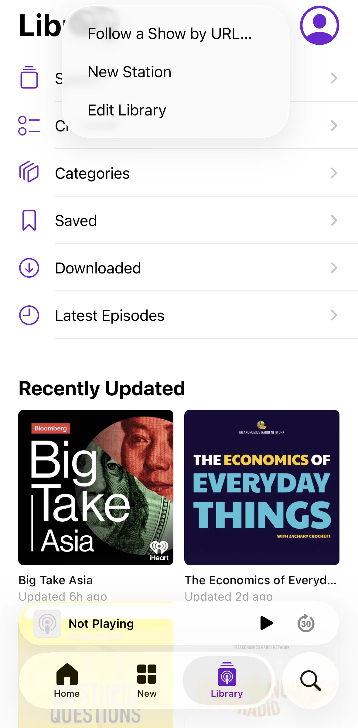 Apple Podcasts Screen screen in the Creating a station flow
