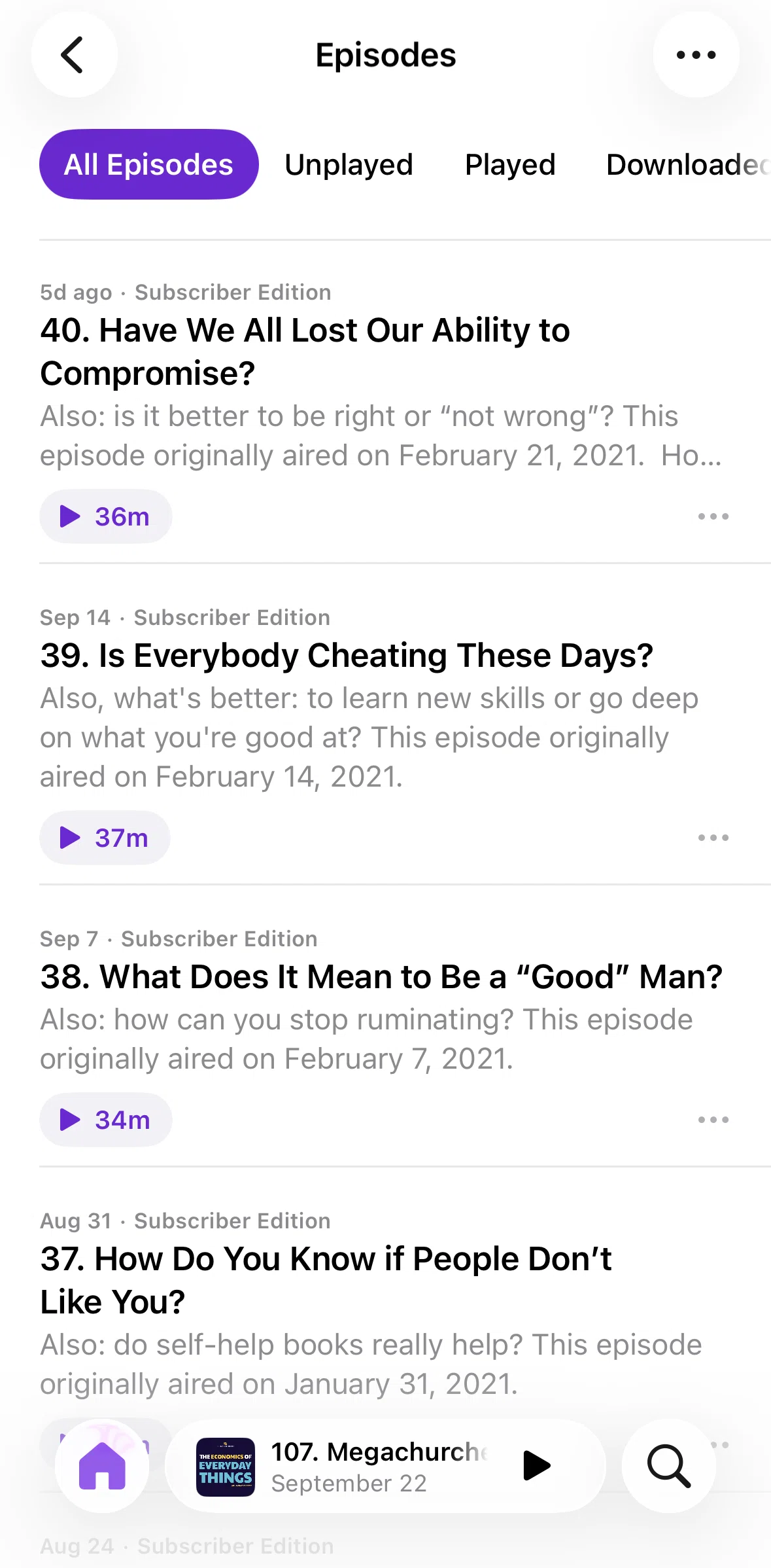 Apple Podcasts Screen screen in the Episode detail flow