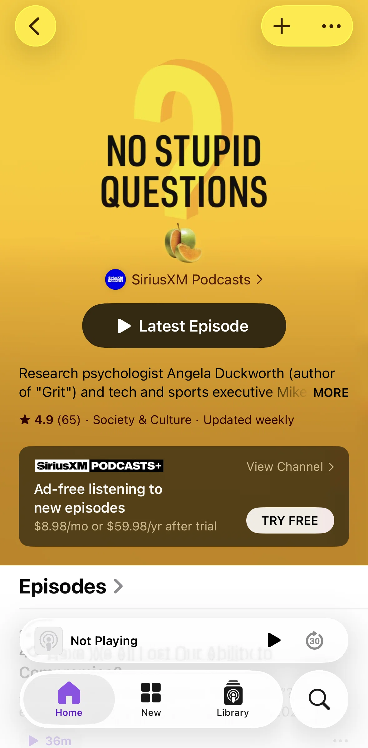 Apple Podcasts Screen screen in the Following a show flow