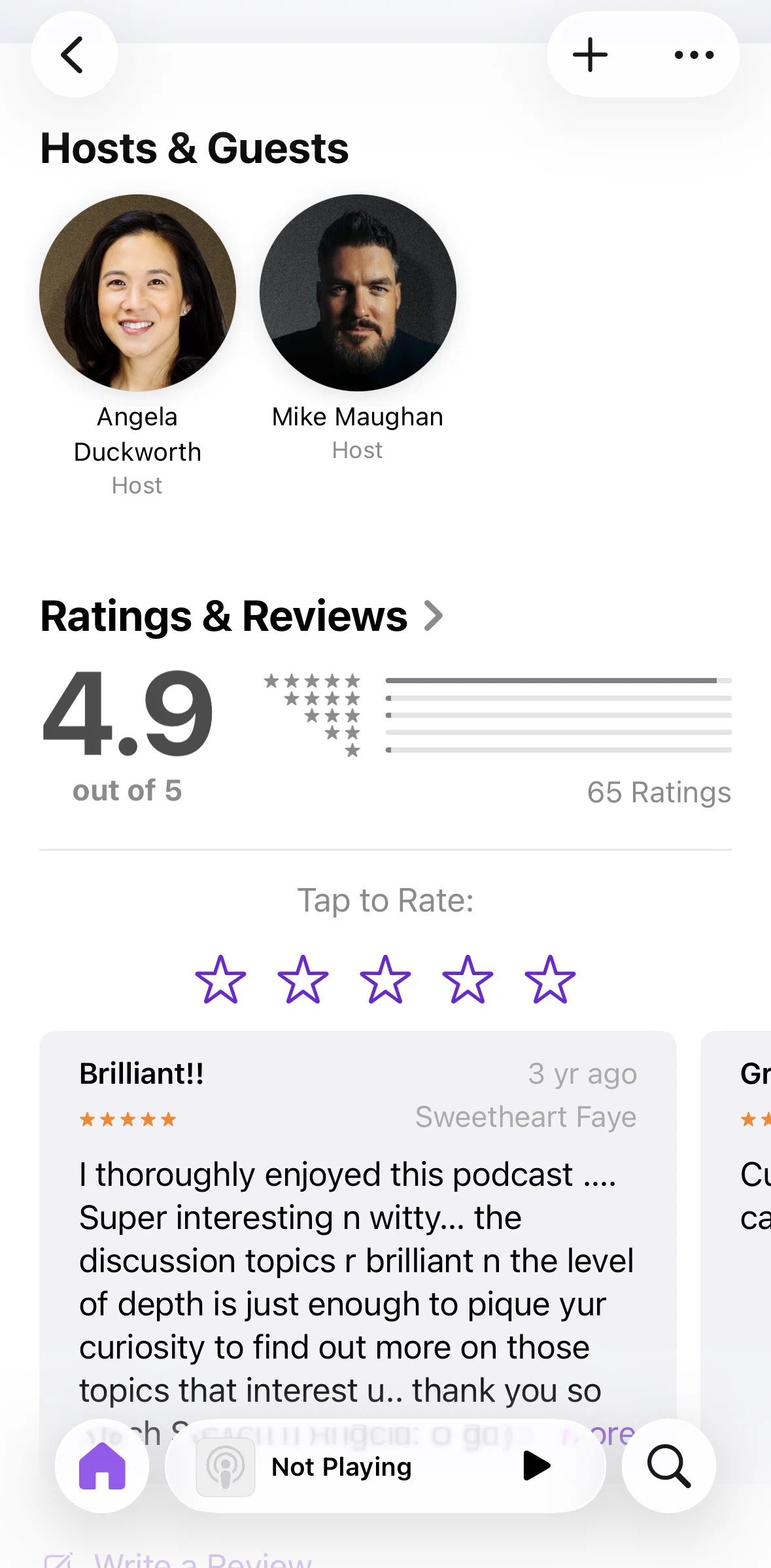 Apple Podcasts Screen screen in the Host detail flow