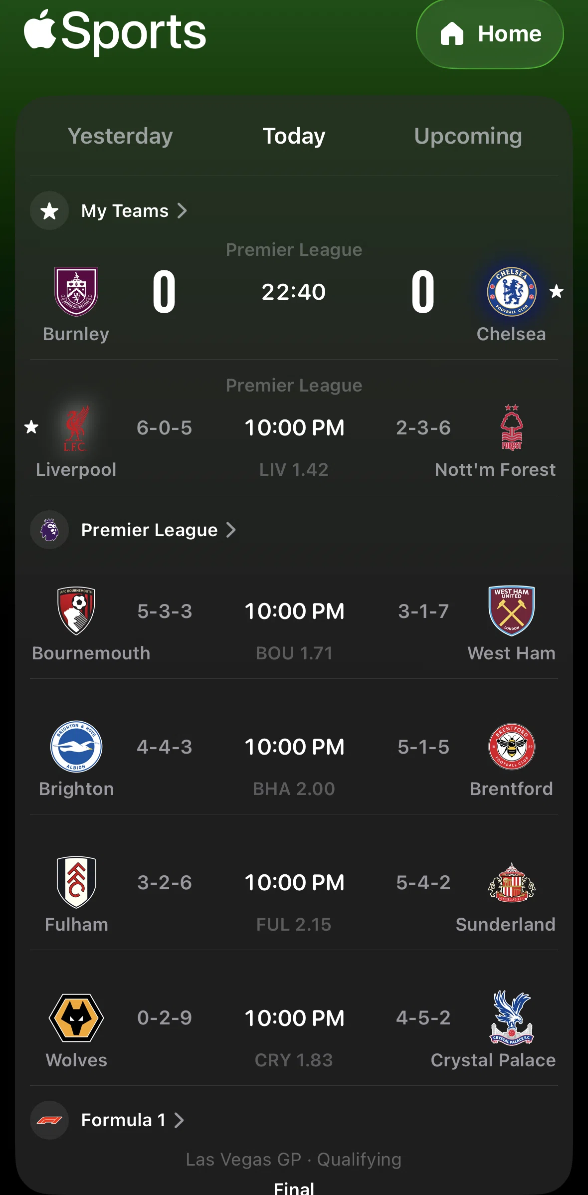 Apple Sports Screen screen in the Match detail flow