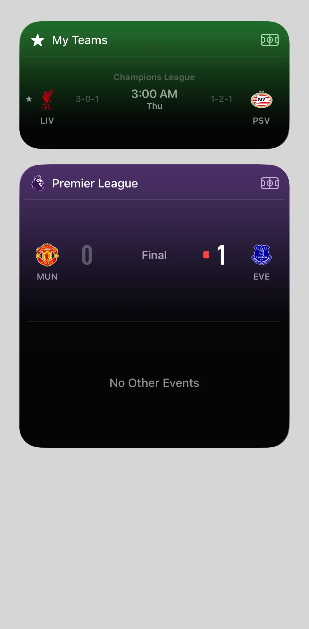 Apple Sports Screen screen in the Widgets flow
