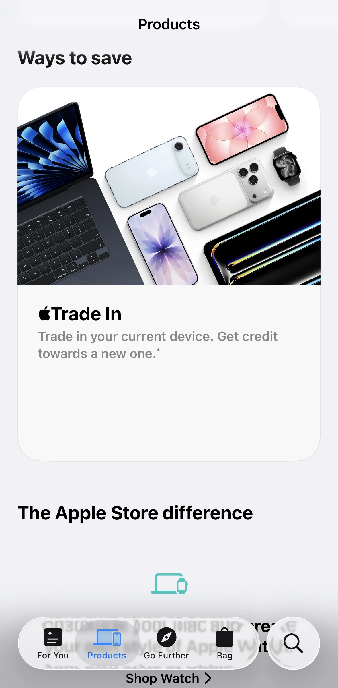Apple Store Screen screen in the Apple Trade In flow