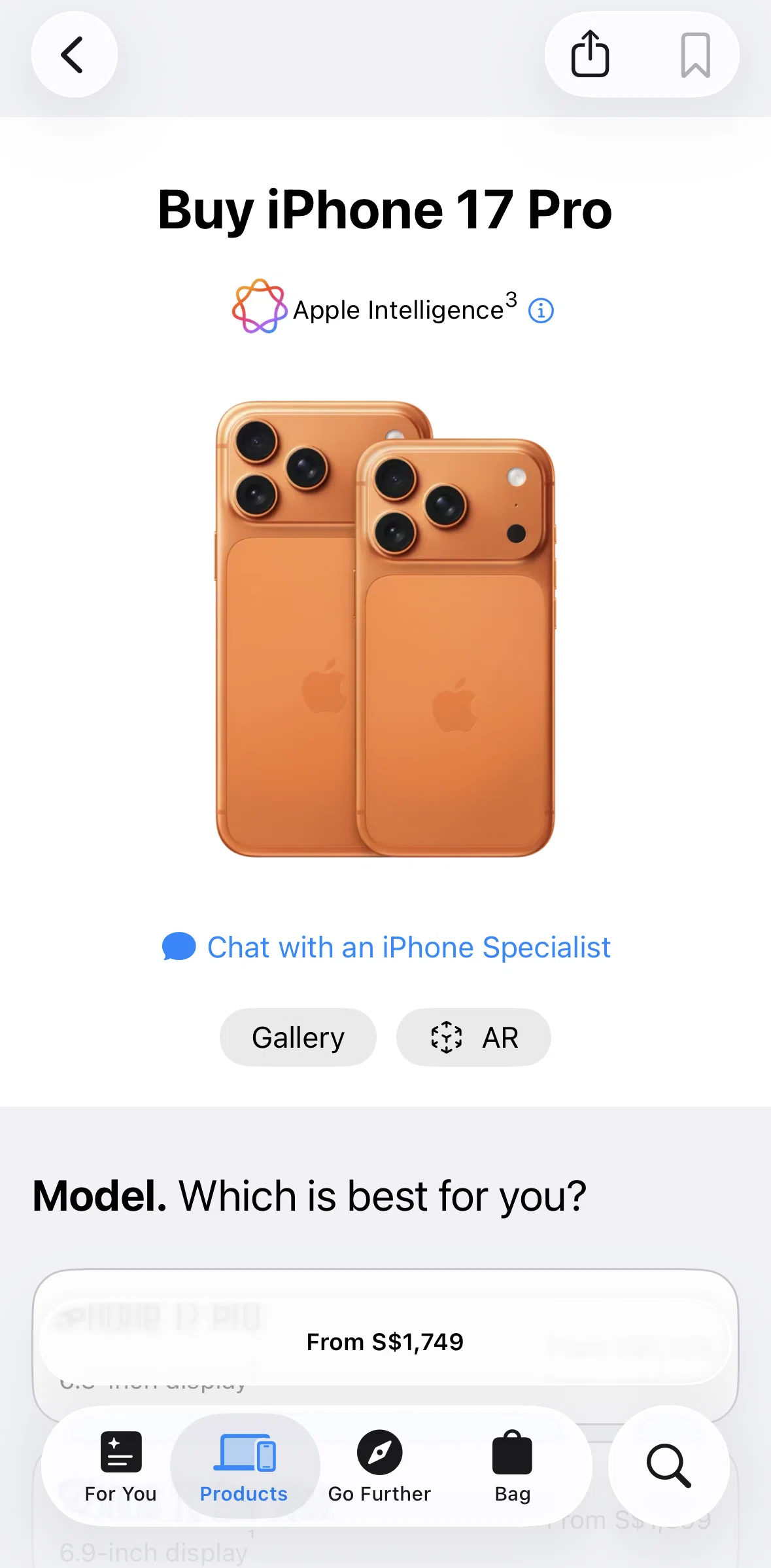 Apple Store Screen screen in the AR flow