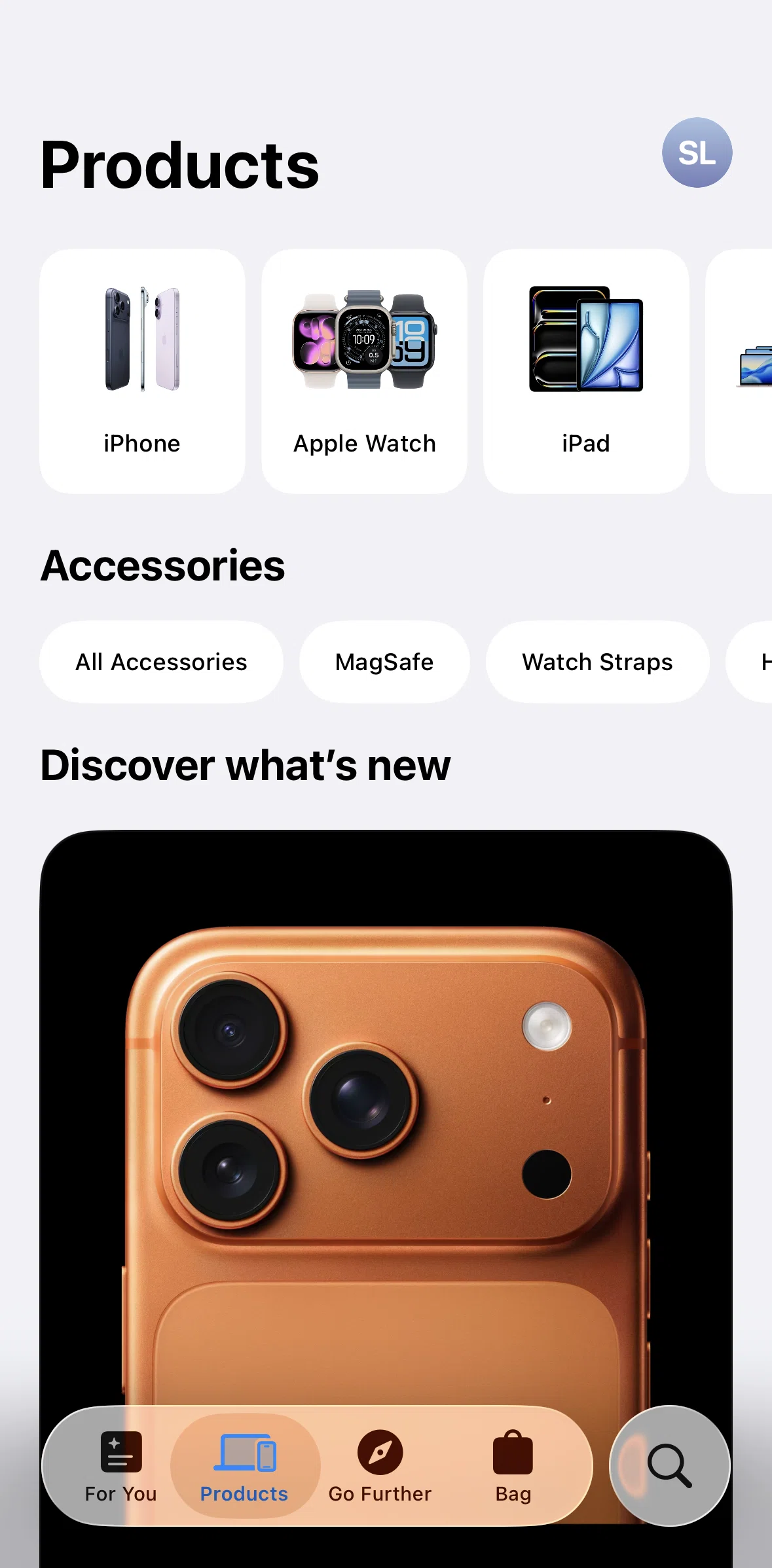 Apple Store Screen screen in the Bag flow