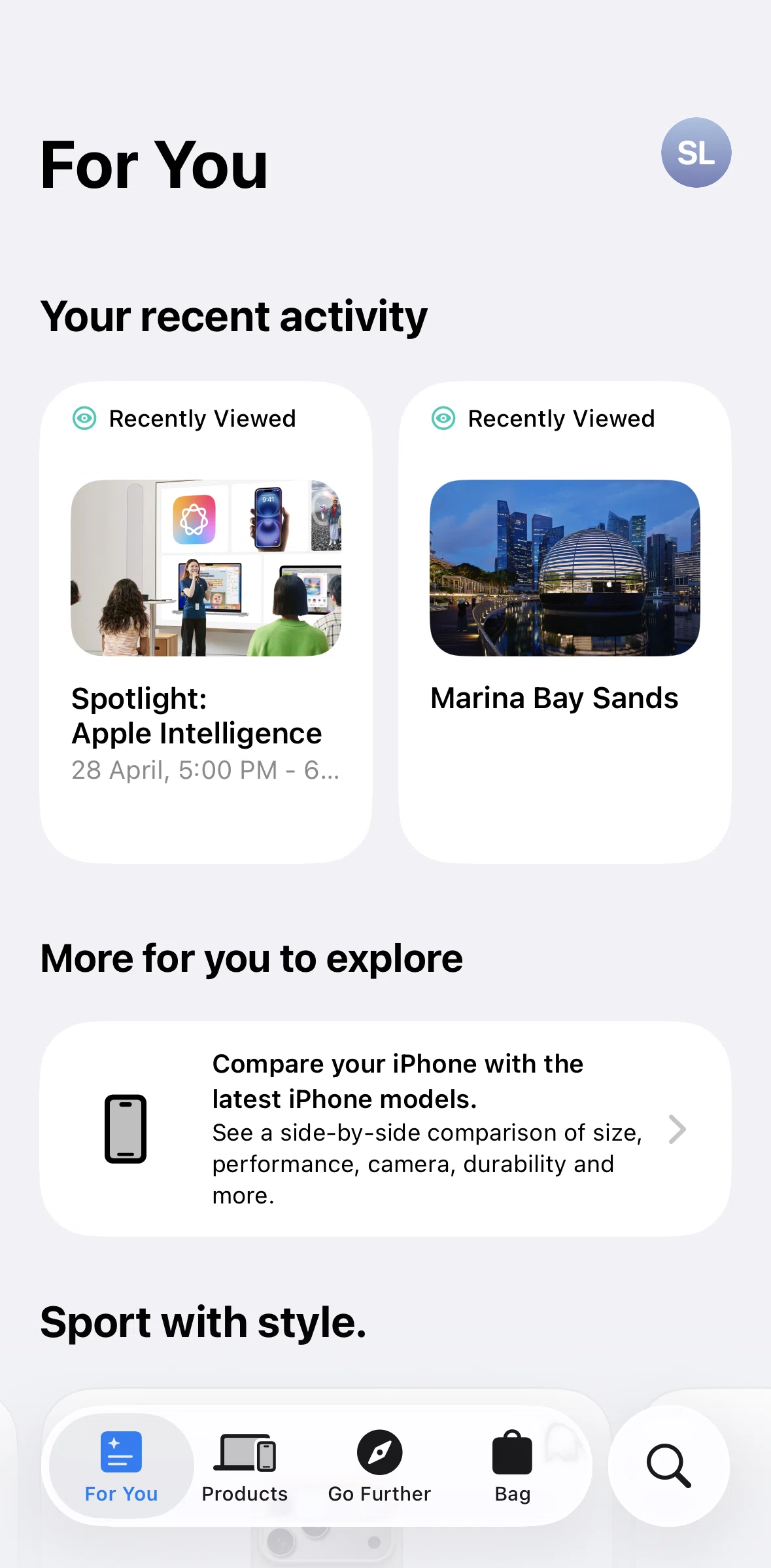 Apple Store Screen screen in the Comparing iPhones flow