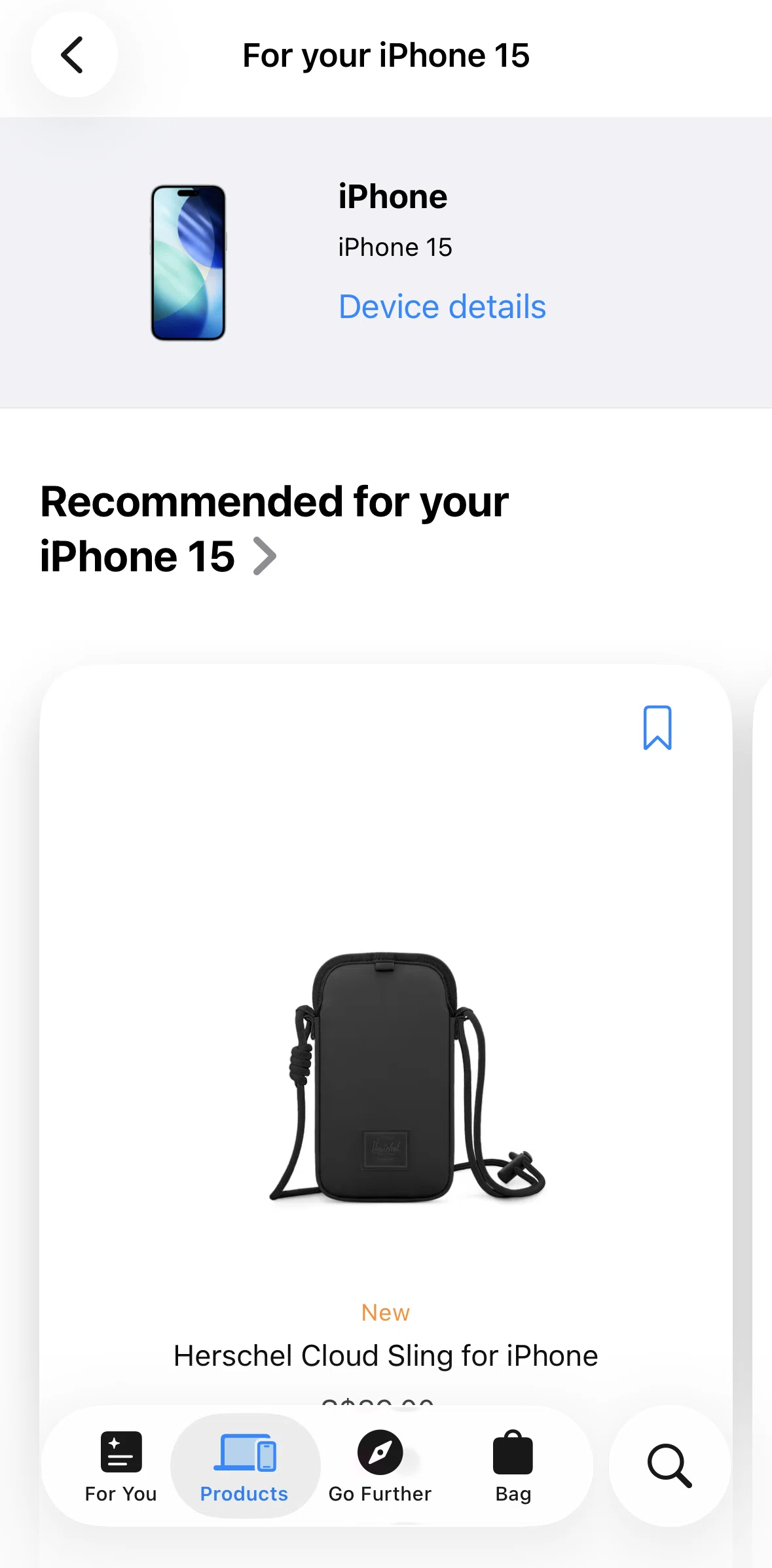 Apple Store Screen screen in the Device details flow