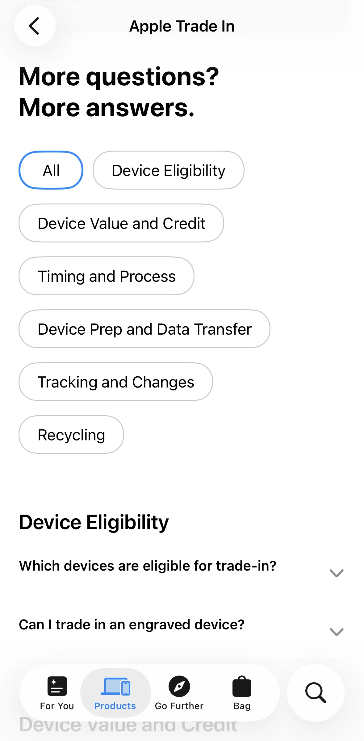 Apple Store Screen screen in the Filtering topics flow