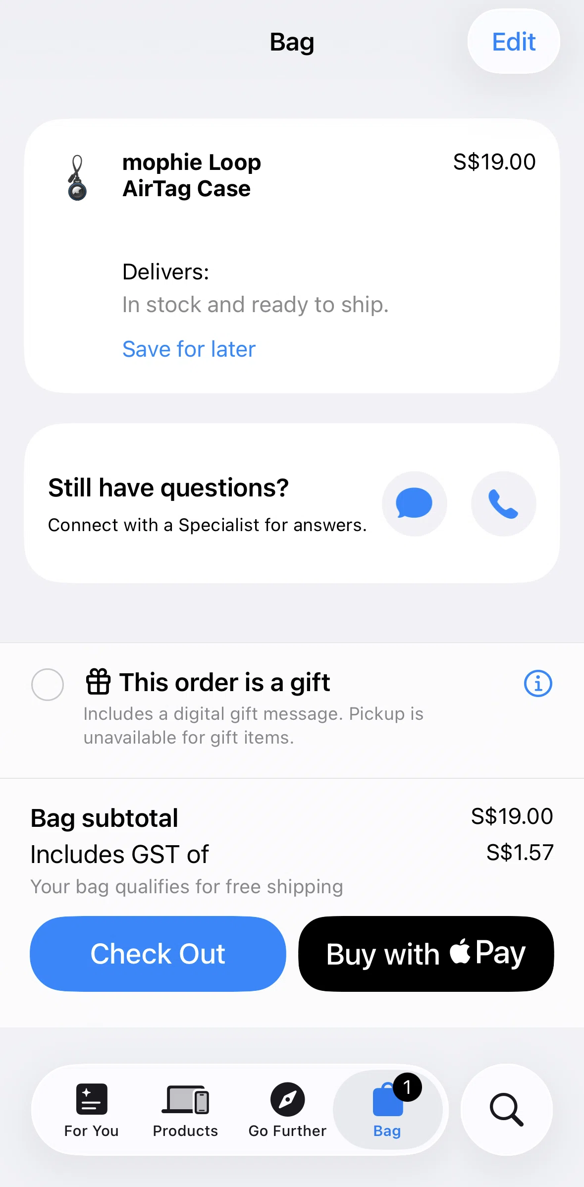 Apple Store Screen screen in the Placing an order flow