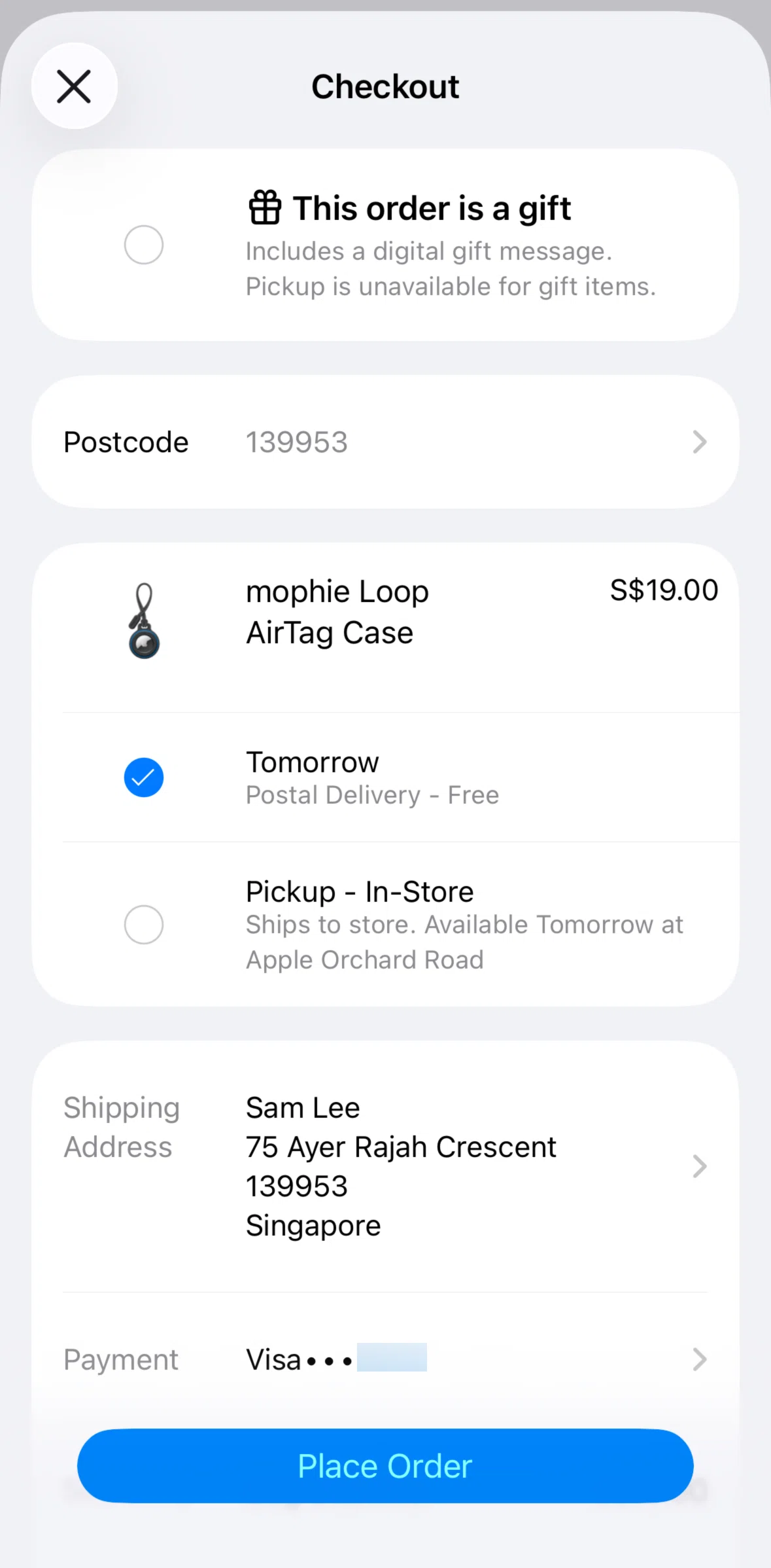Apple Store Screen screen in the Selecting pickup flow