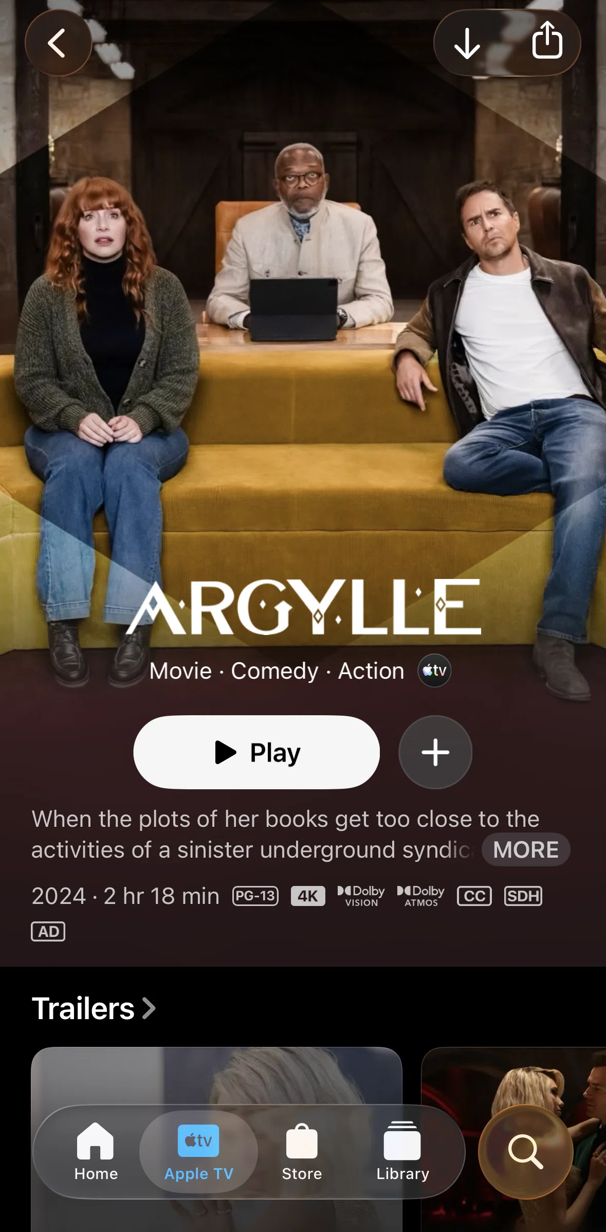 Apple Tv Screen screen in the Adding a movie to watchlist flow