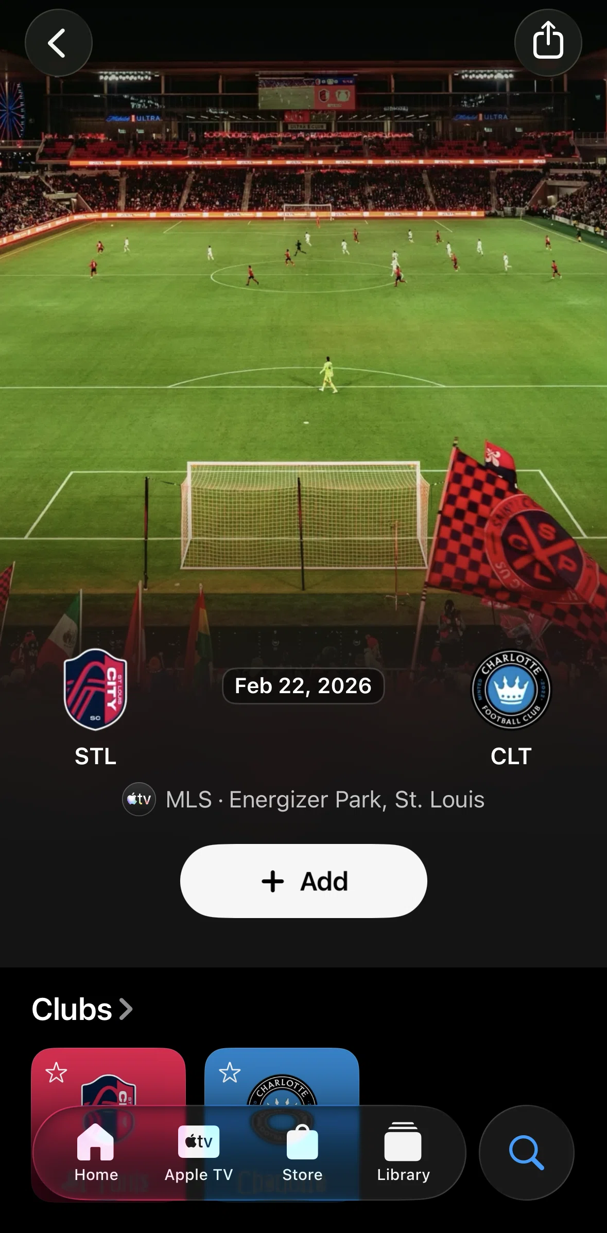 Apple Tv Screen screen in the Adding to a watchlist (season pass) flow