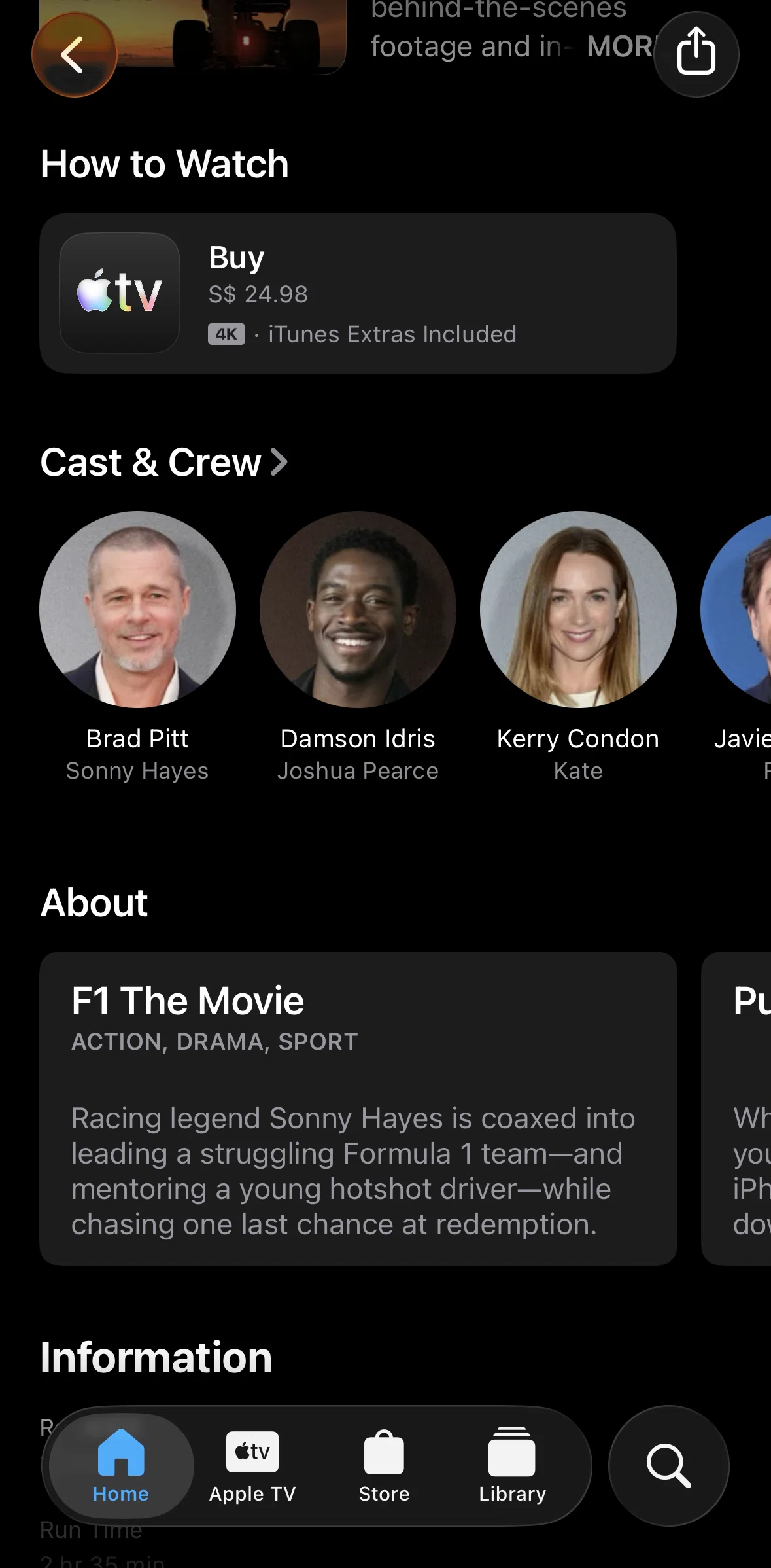Apple Tv Screen screen in the Cast & crew flow