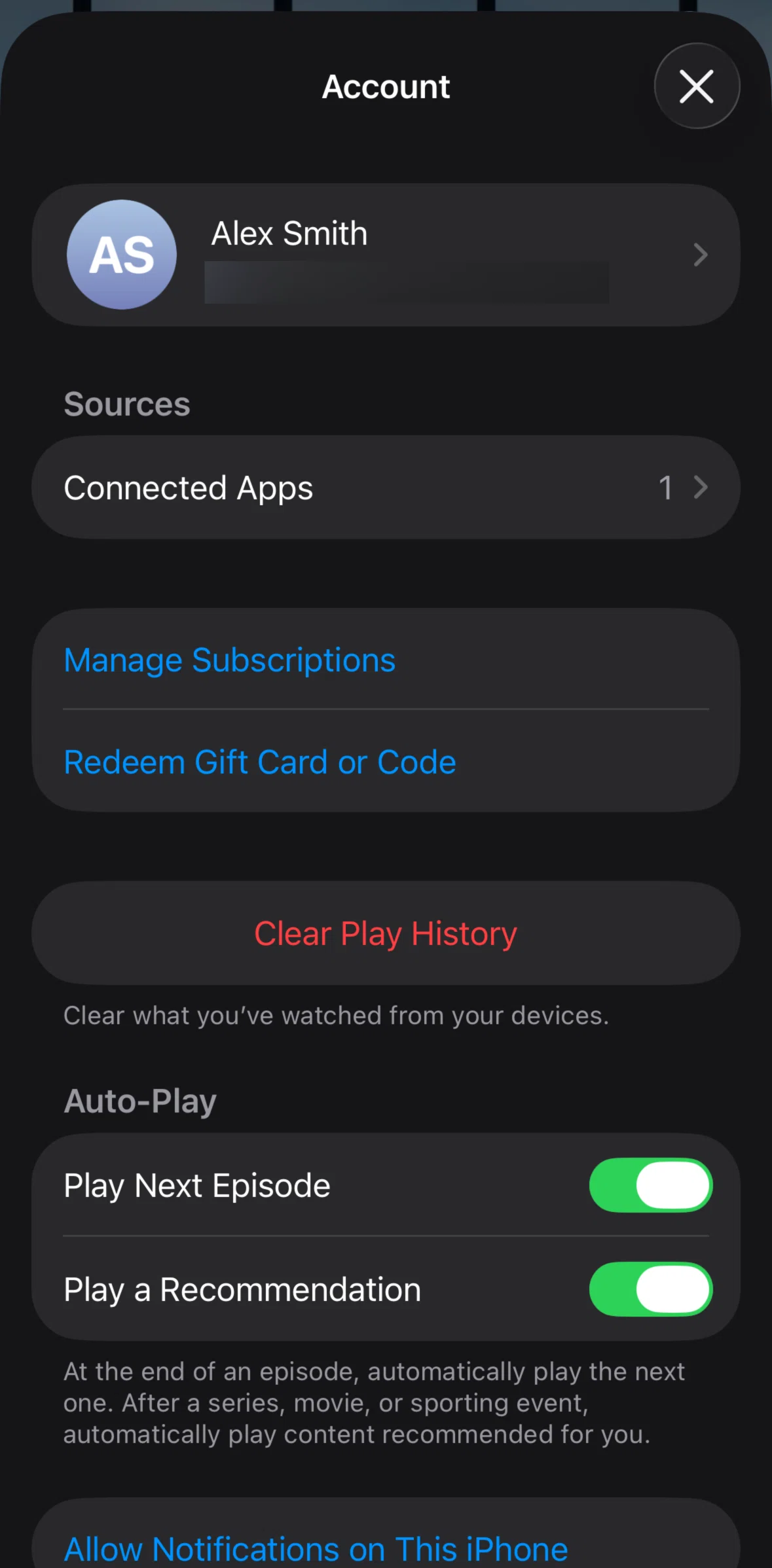 Apple Tv Screen screen in the Connected apps flow