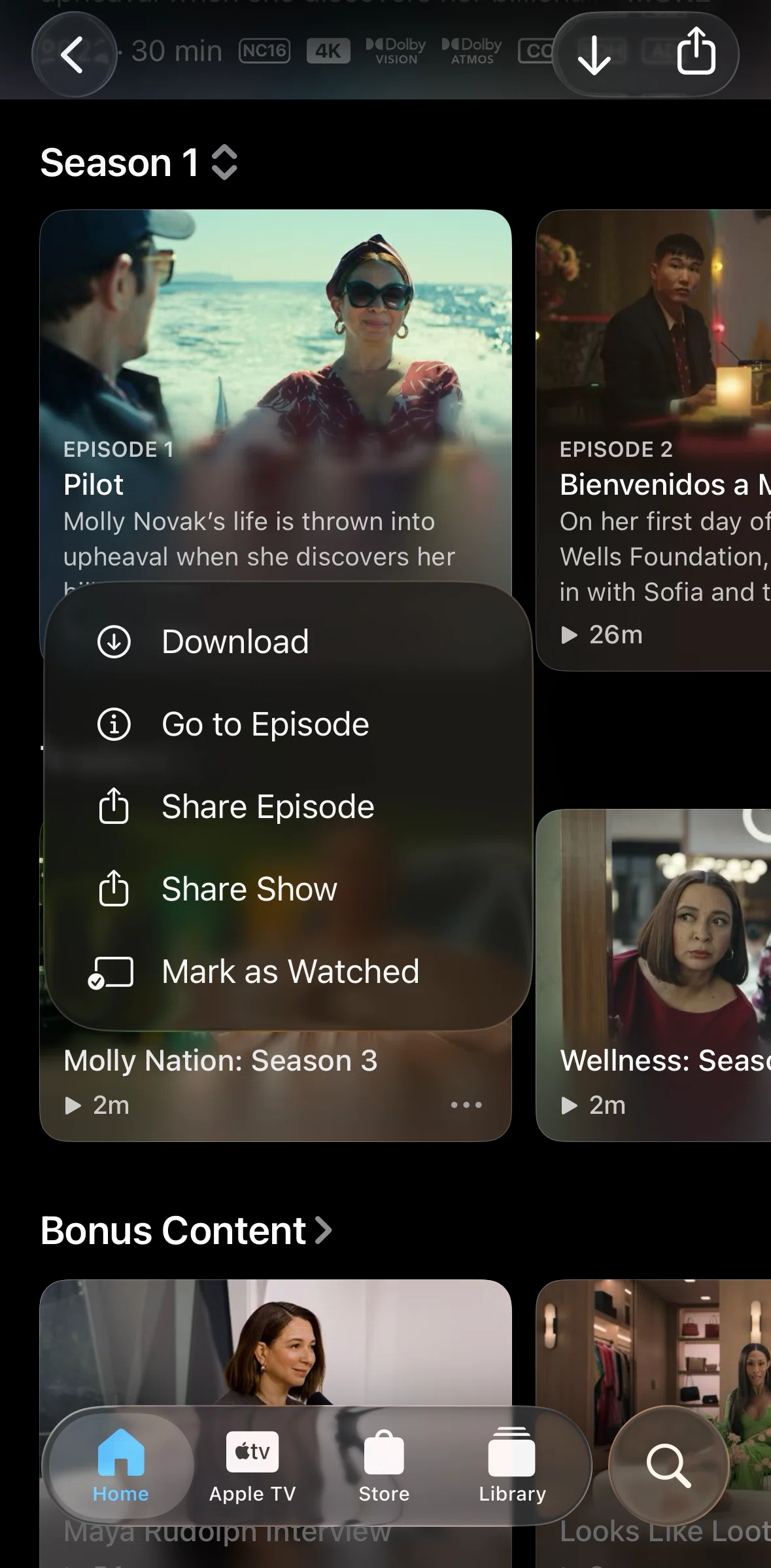 Apple Tv Screen screen in the Episode detail flow
