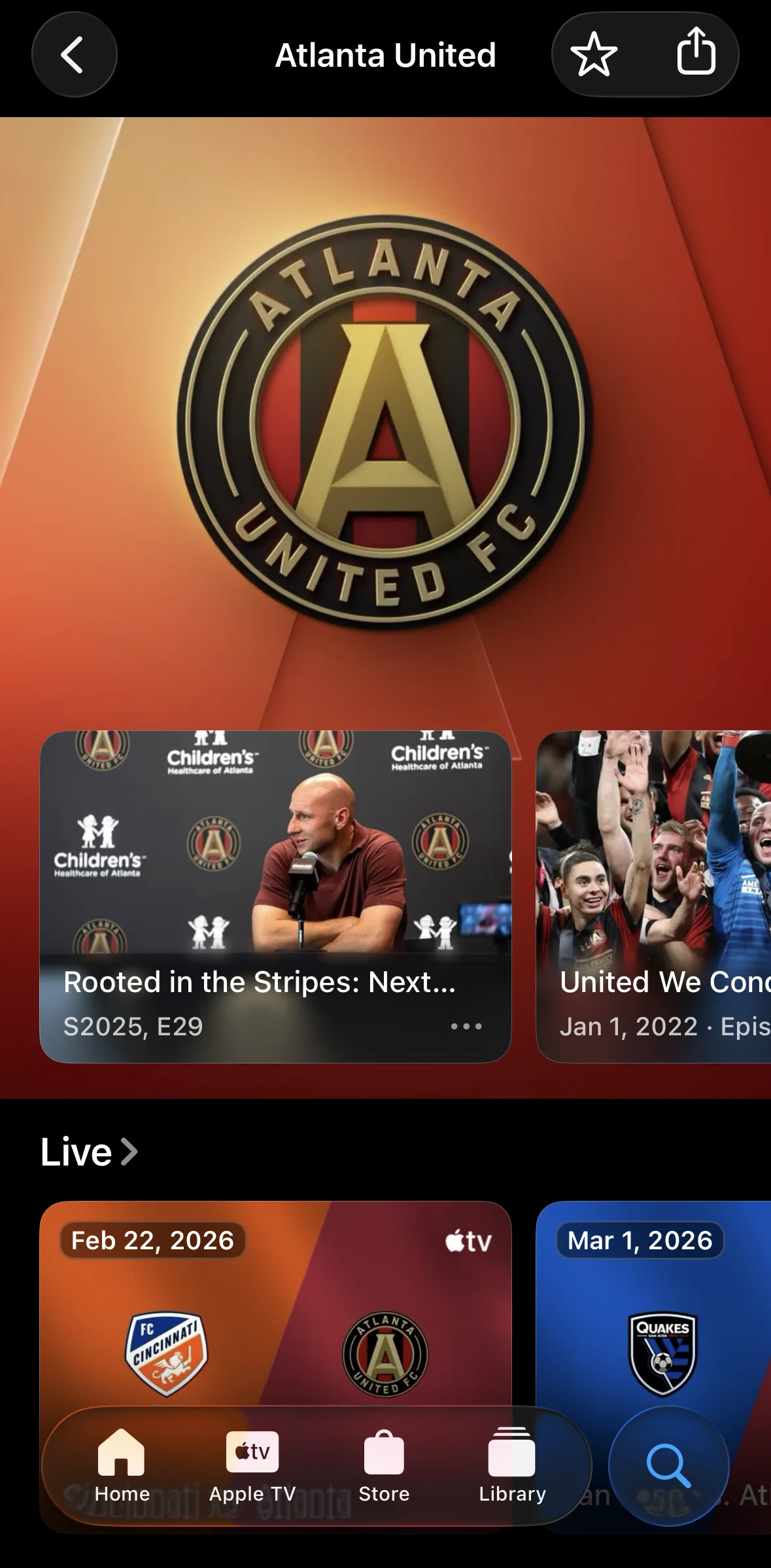 Apple Tv Screen screen in the Favoriting a club flow
