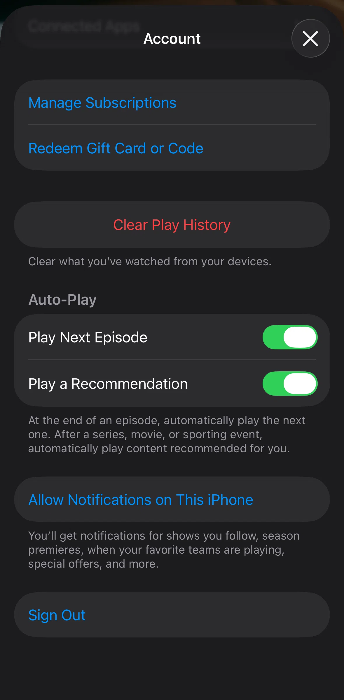 Apple Tv Screen screen in the Logging out flow