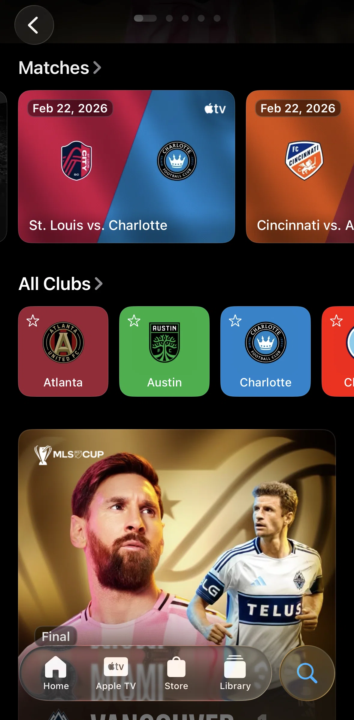 Apple Tv Screen screen in the Match detail (upcoming match) flow