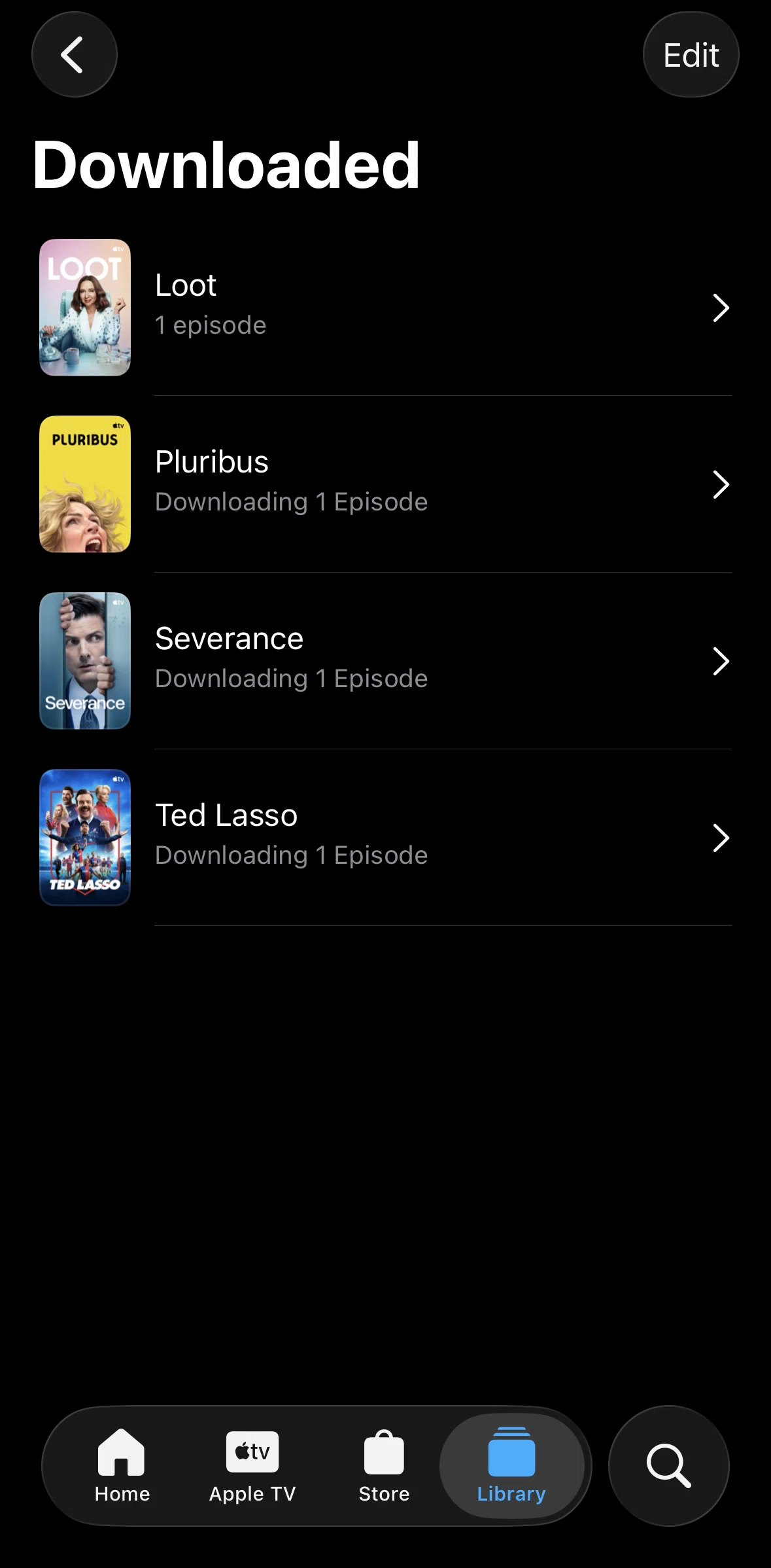 Apple Tv Screen screen in the Removing downloads flow