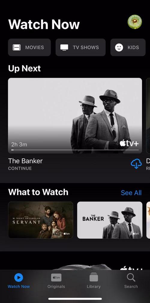 Apple Tv Home screen in the Searching flow