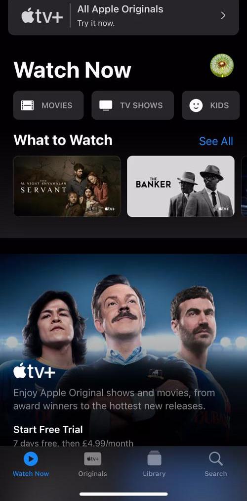 Apple Tv Home screen in the Upgrading Your Account flow