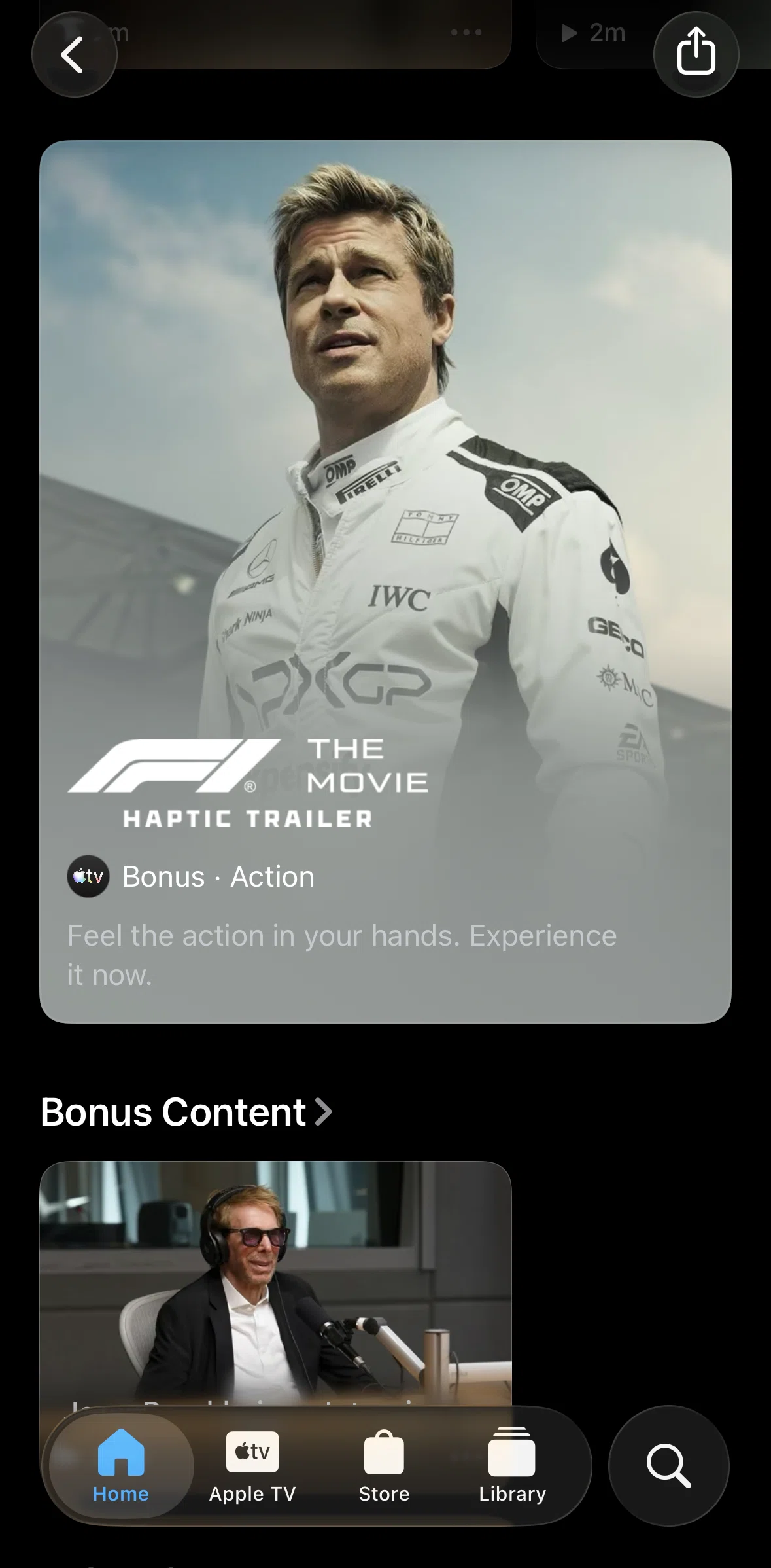 Apple Tv Screen screen in the Watching a haptic trailer flow