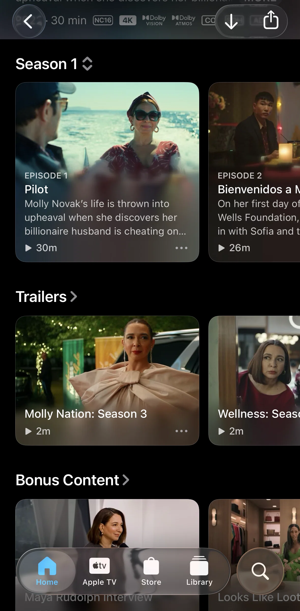 Apple Tv Screen screen in the Watching an episode flow