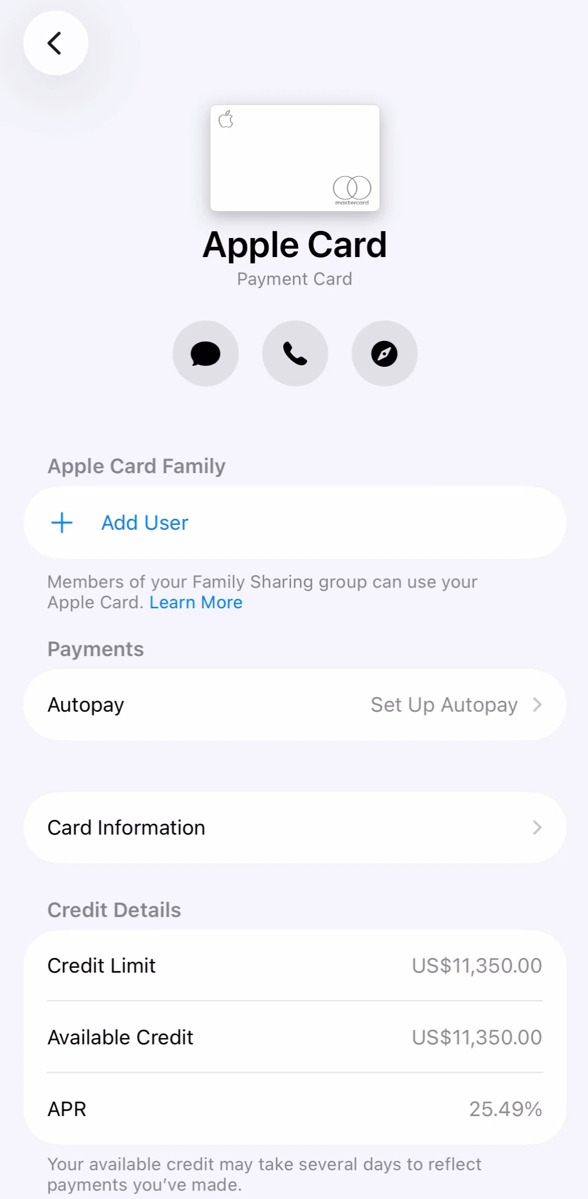 Apple Wallet Screen screen in the Add family member flow