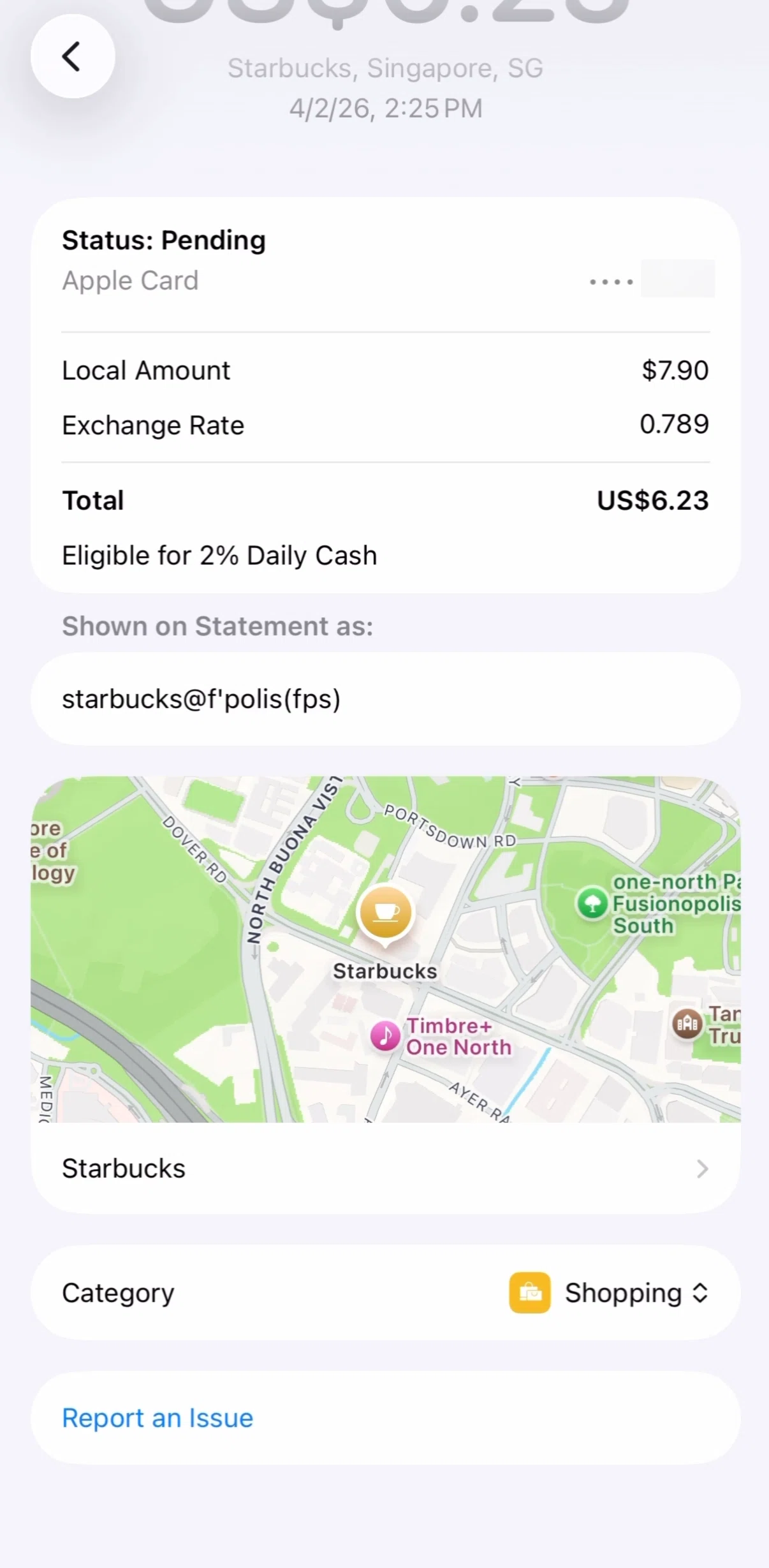 Apple Wallet Screen screen in the Changing a transaction category flow