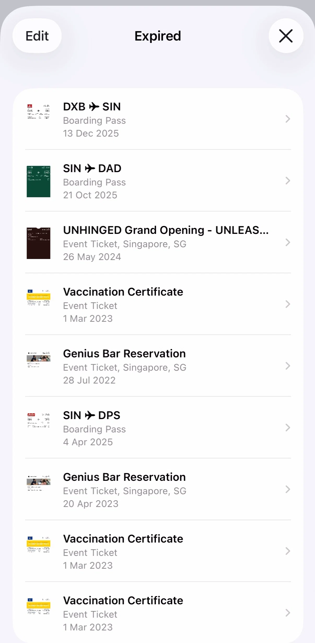 Apple Wallet Screen screen in the Deleting passes flow