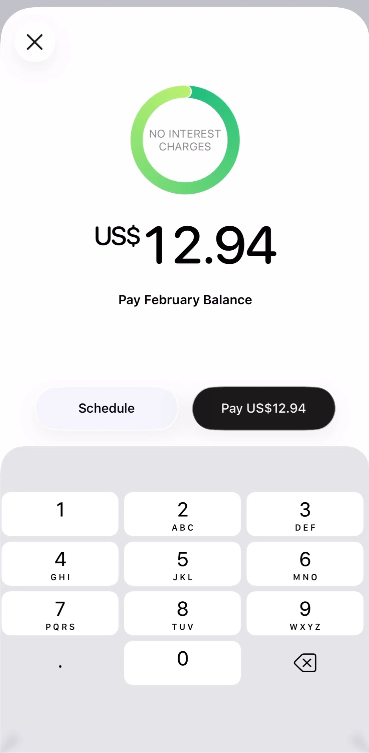 Apple Wallet Screen screen in the Editing amount flow