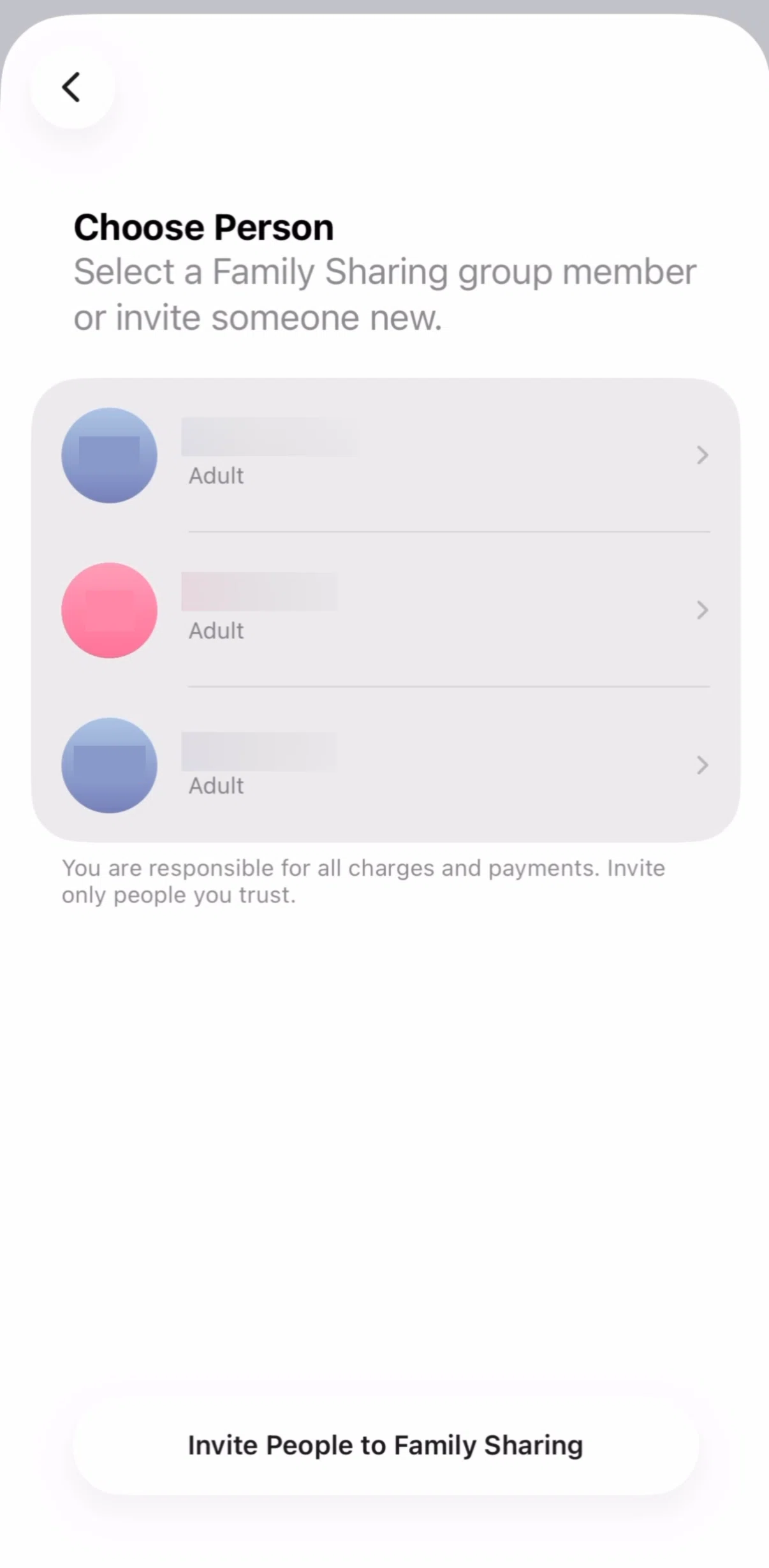 Apple Wallet Screen screen in the Invite to Family Sharing flow