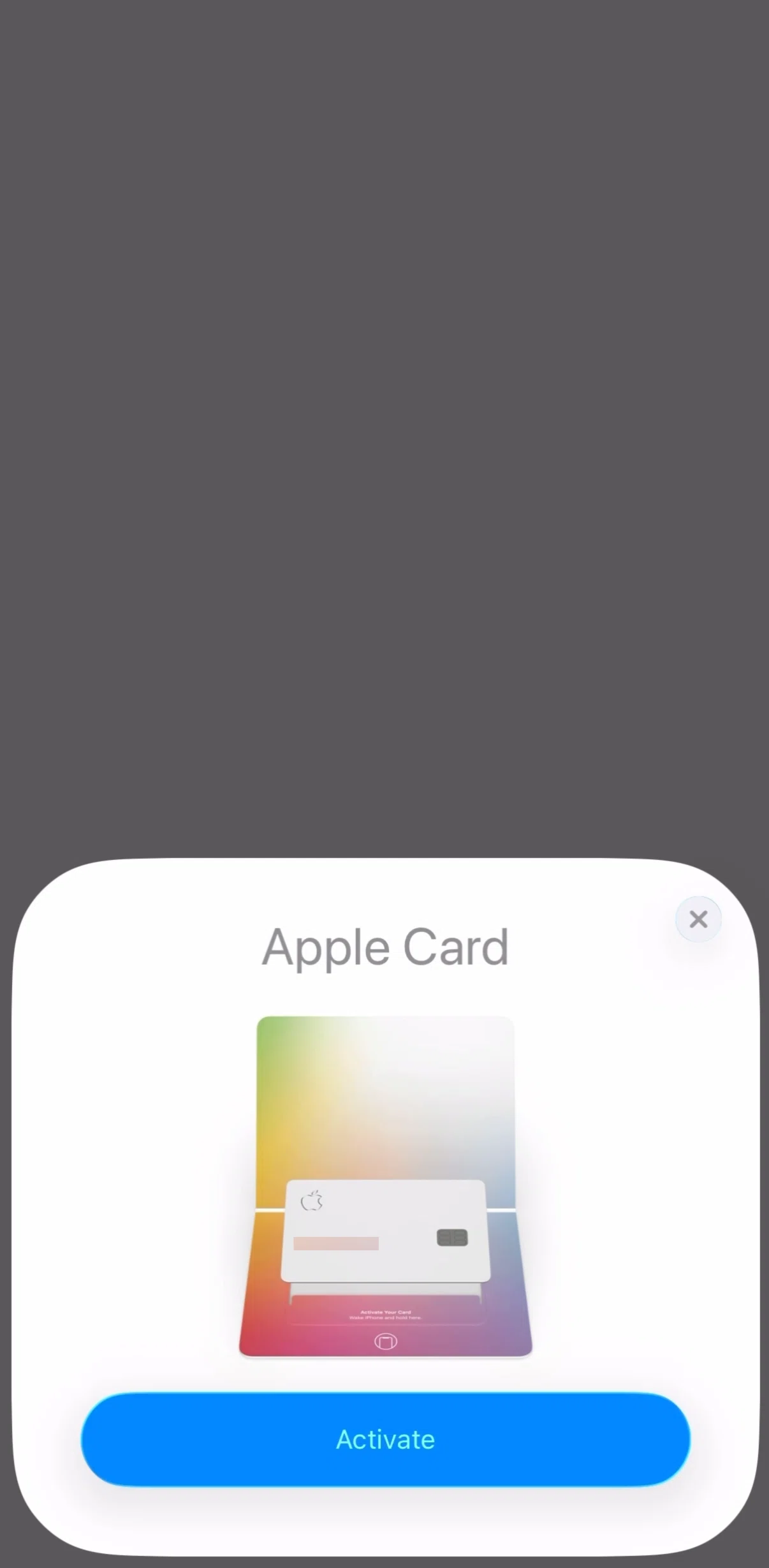Apple Wallet Screen screen in the Scanning a card flow