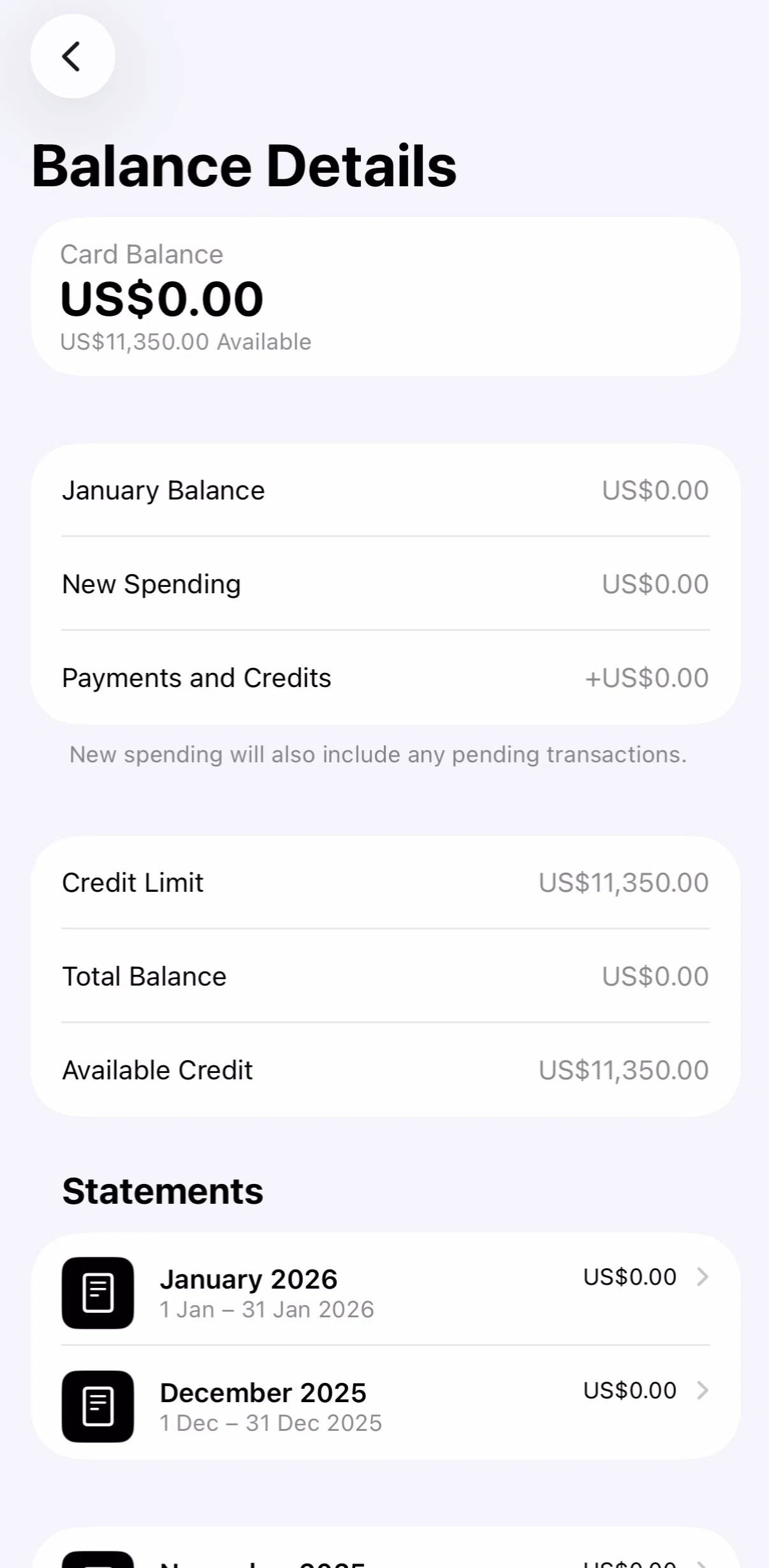 Apple Wallet Screen screen in the Statements flow