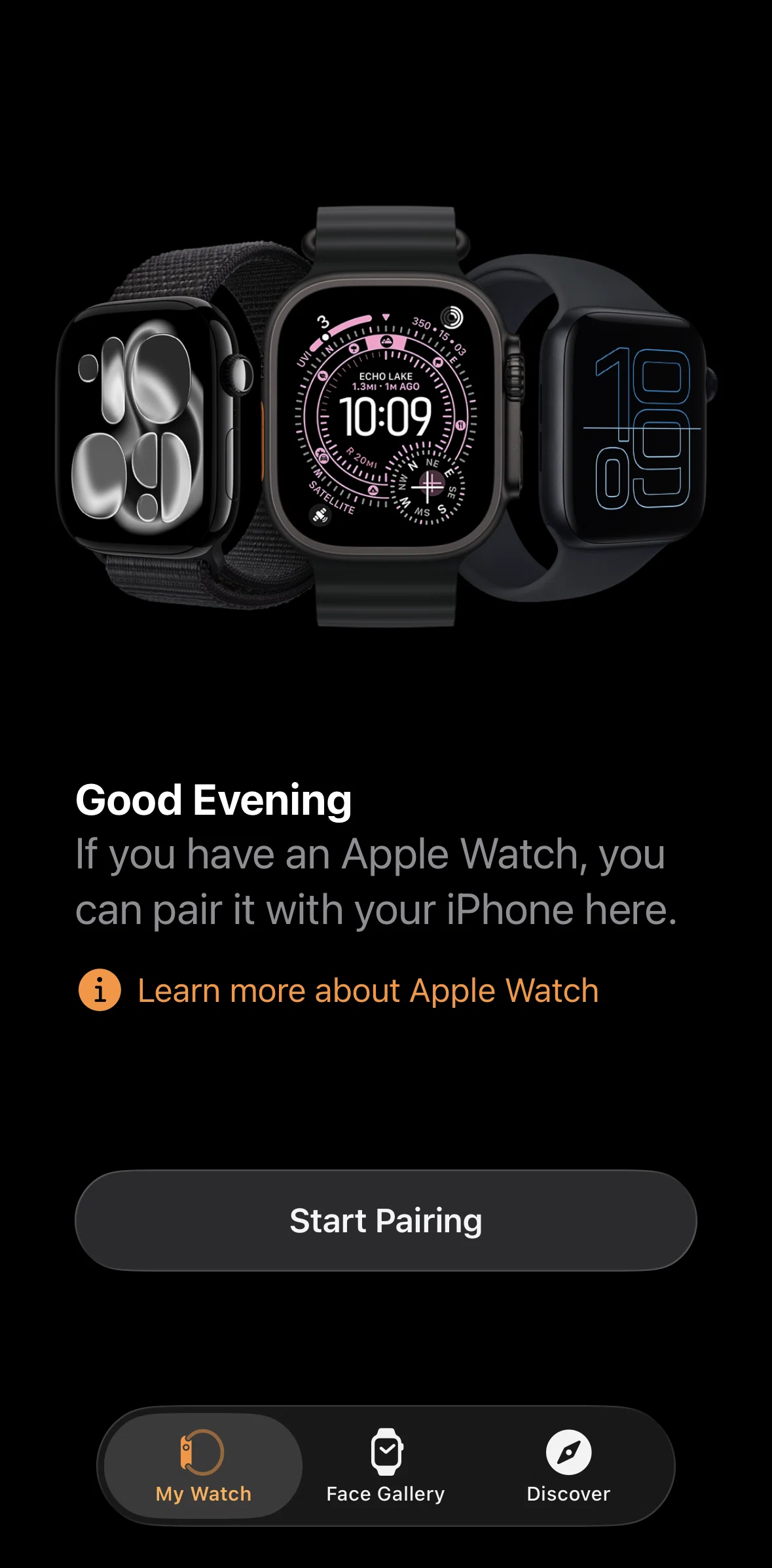 Apple Watch Screen screen in the My watch flow