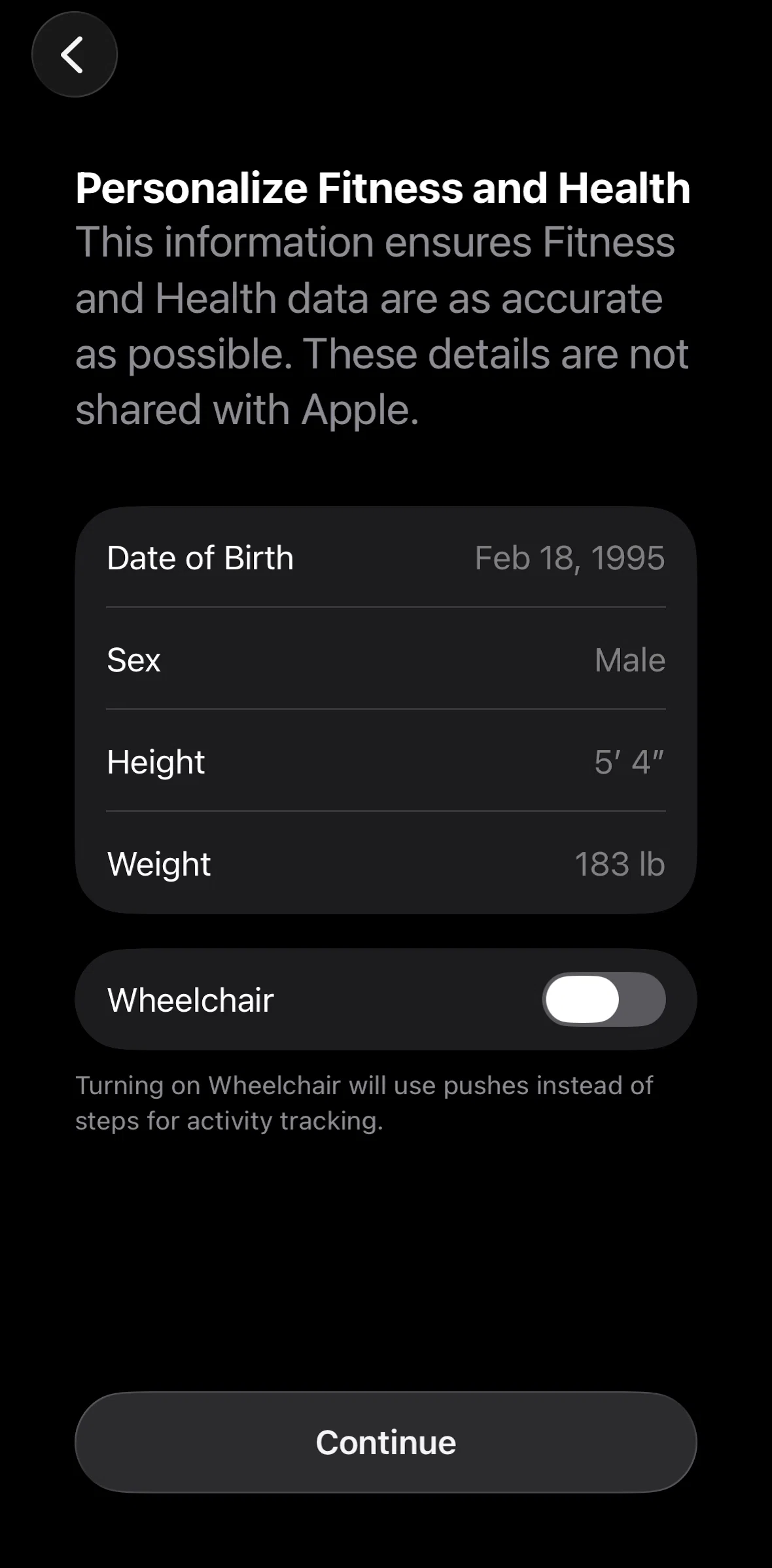 Apple Watch Screen screen in the Setting up an account flow