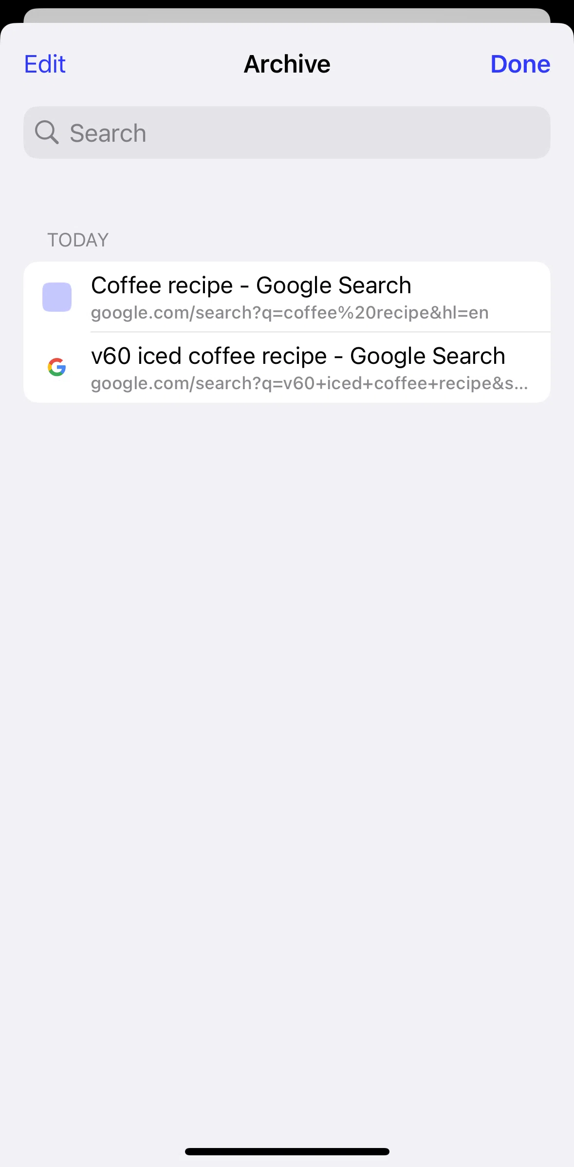 Arc Search Screen screen in the Deleting all archive flow