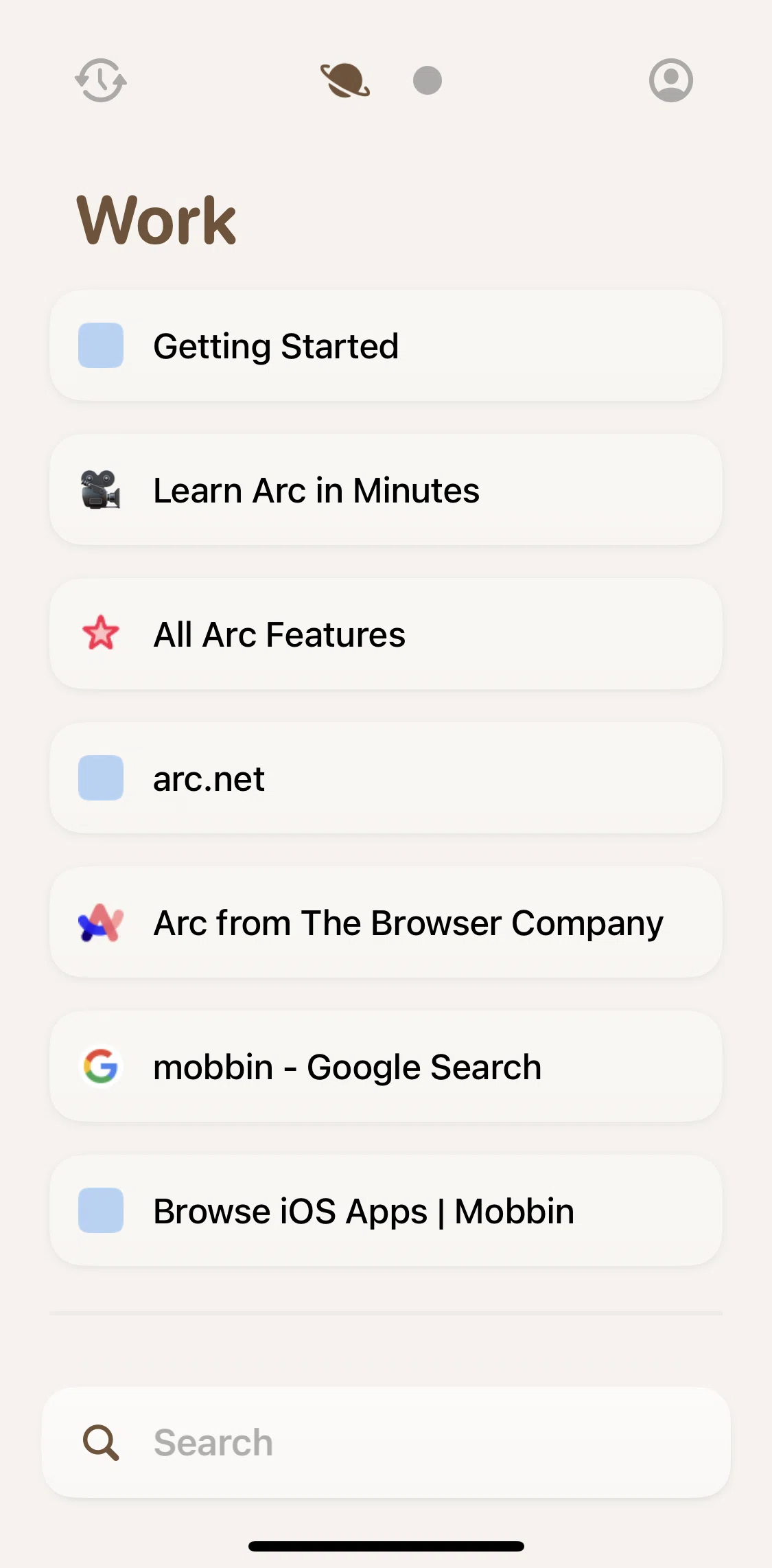Arc Sidebar Sync Screen screen in the Spaces flow