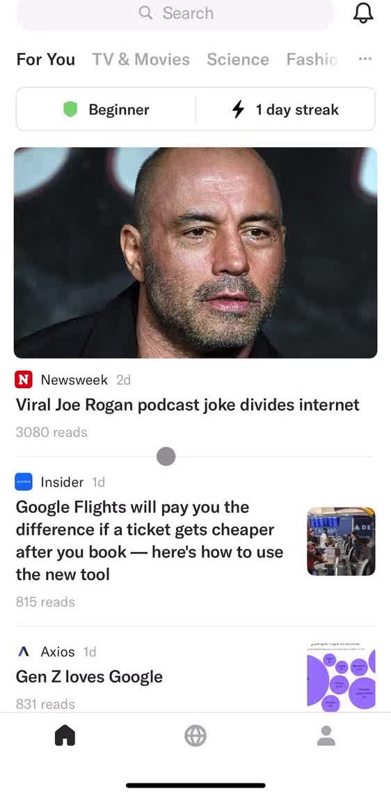 Artifact Home screen in the General Browsing flow