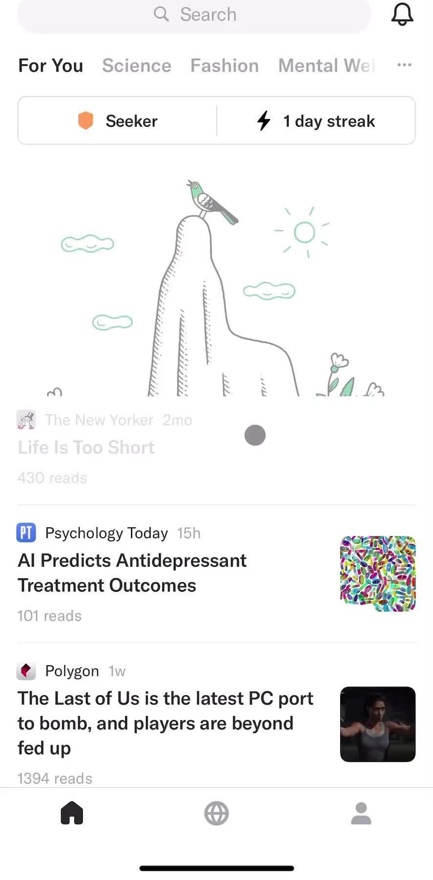 Artifact Home screen in the Saving flow