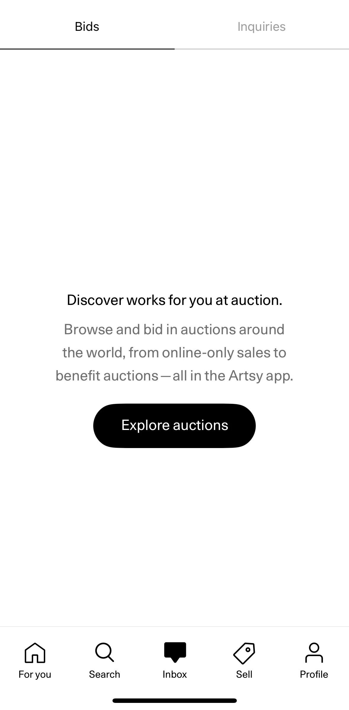 Artsy Screen screen in the Register a bid flow