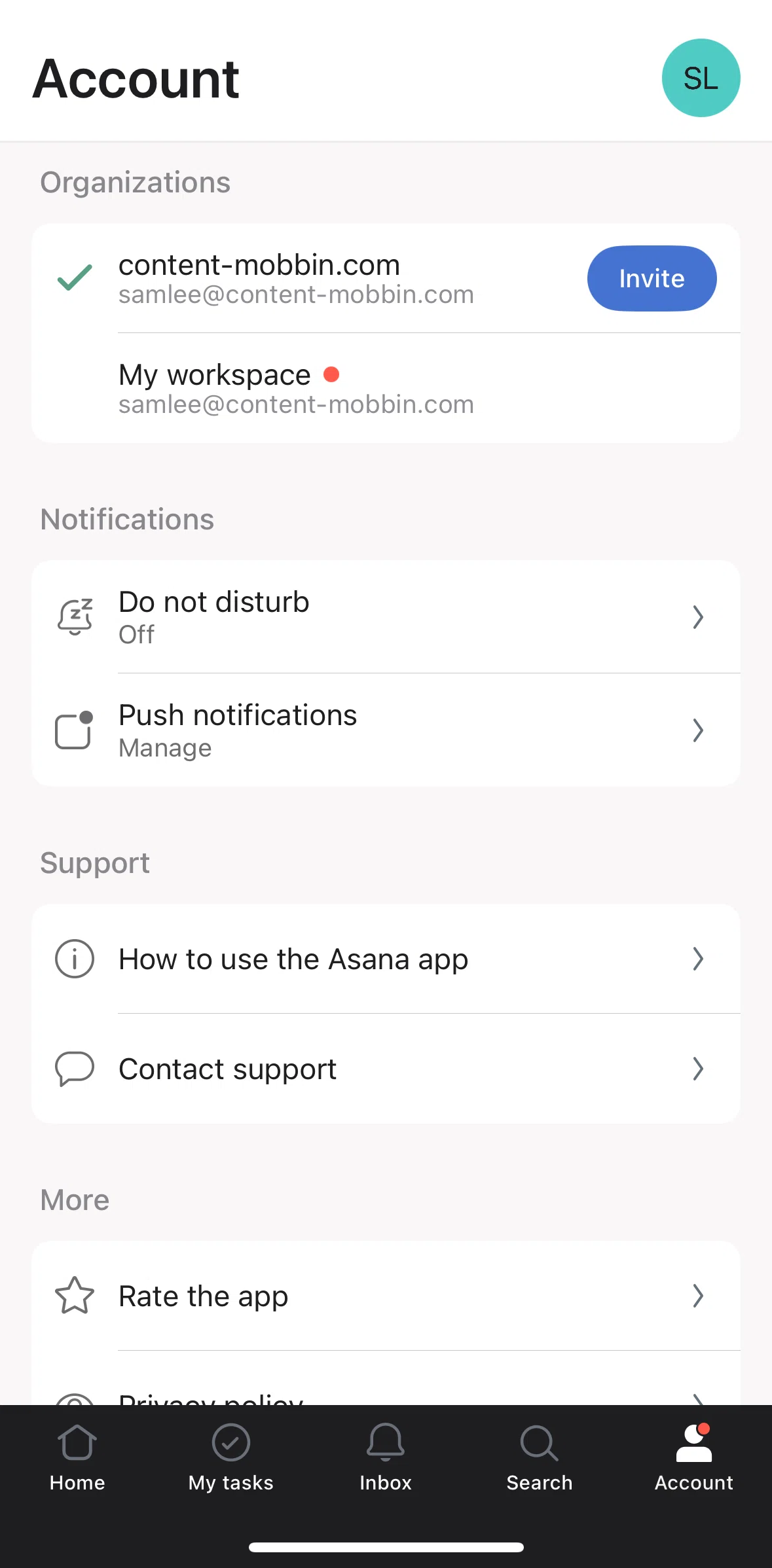 Asana Screen 1 screen in the Help center flow